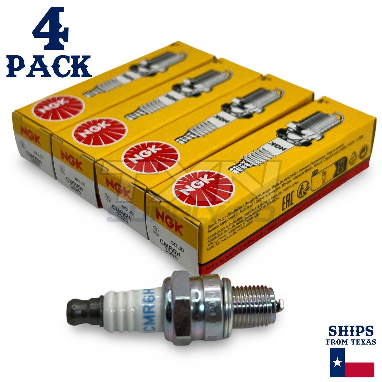 NGK 3365 Spark Plugs CMR6H - 4 Pack - Image 1