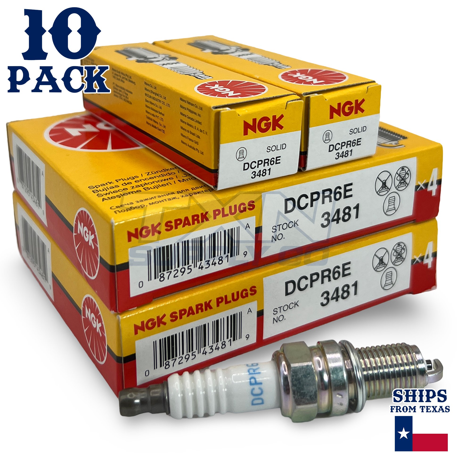 NGK 3481 Spark Plugs DCPR6E - 10 Pack - Image 1