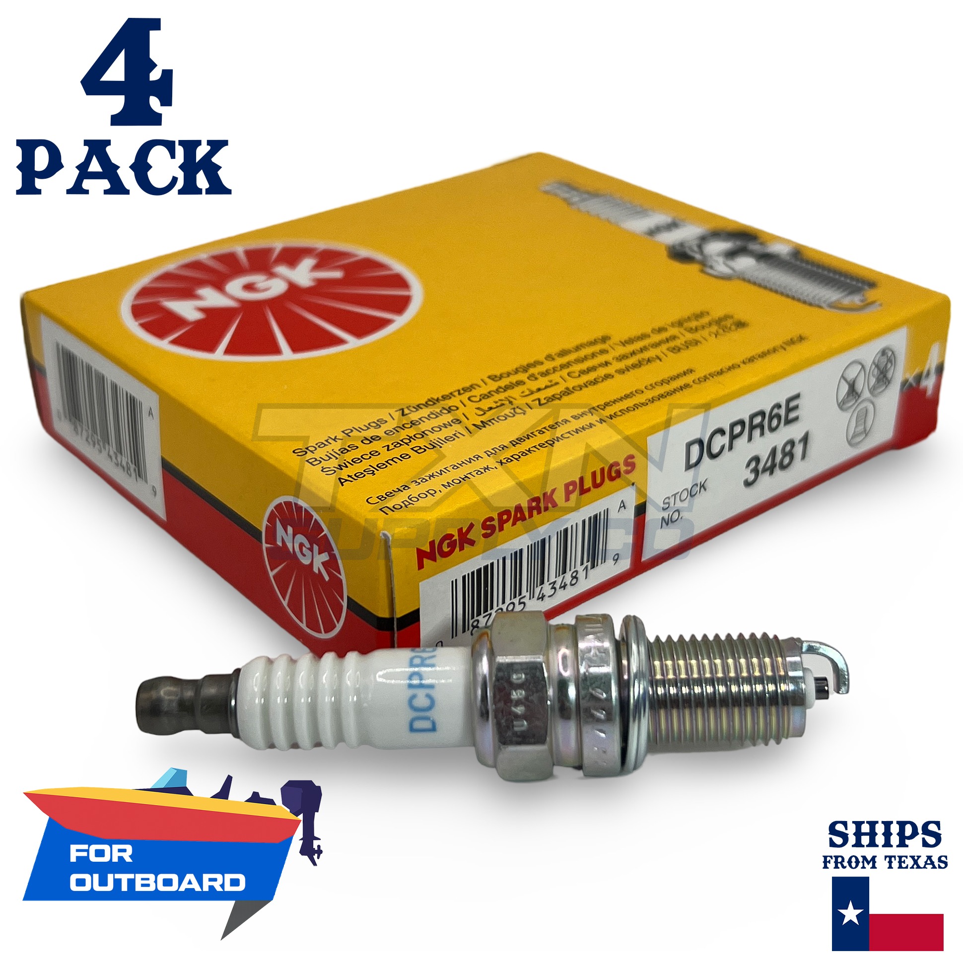 4 NGK Spark Plugs - For Mariner 40 2000- Outboard Motor - Image 1