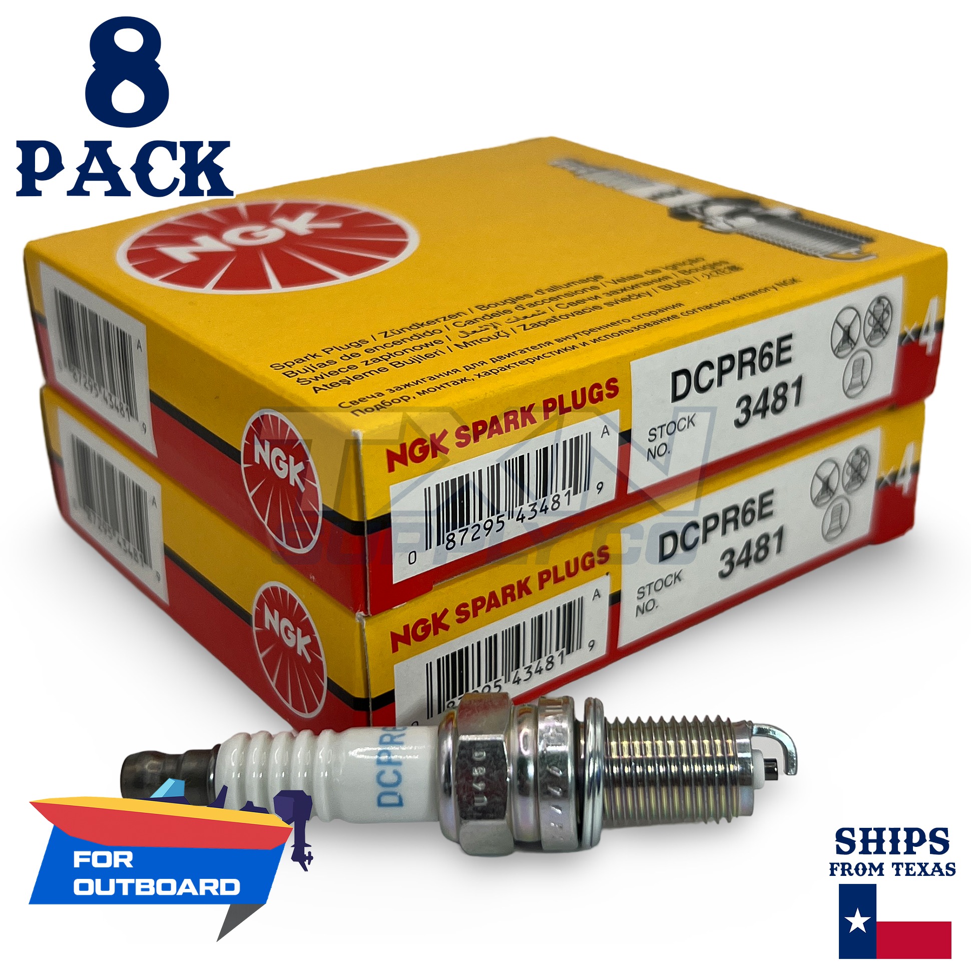 8 NGK Spark Plugs - For Suzuki 50 DF50 1999-2004 Outboard Motor - Image 1