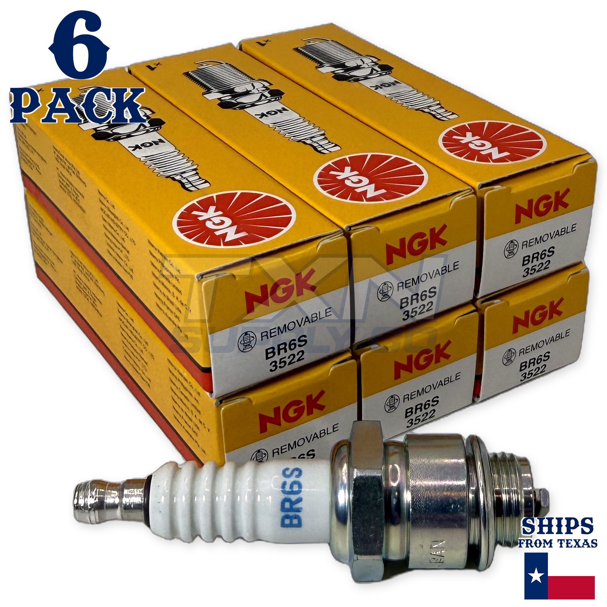 NGK 3522 BR6S Spark Plugs 6 Pack