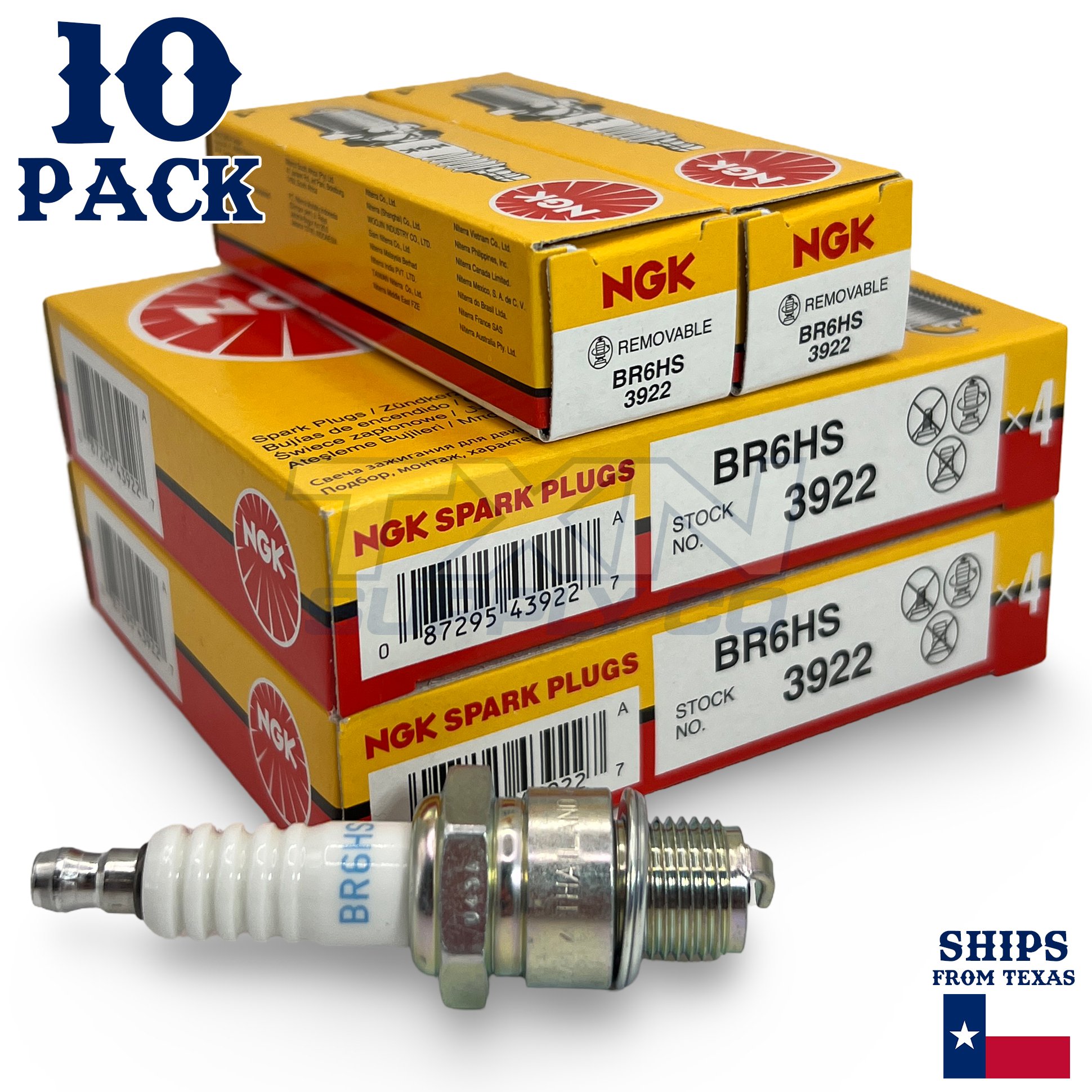 NGK 3922 Spark Plugs BR6HS - 10 Pack - Image 1