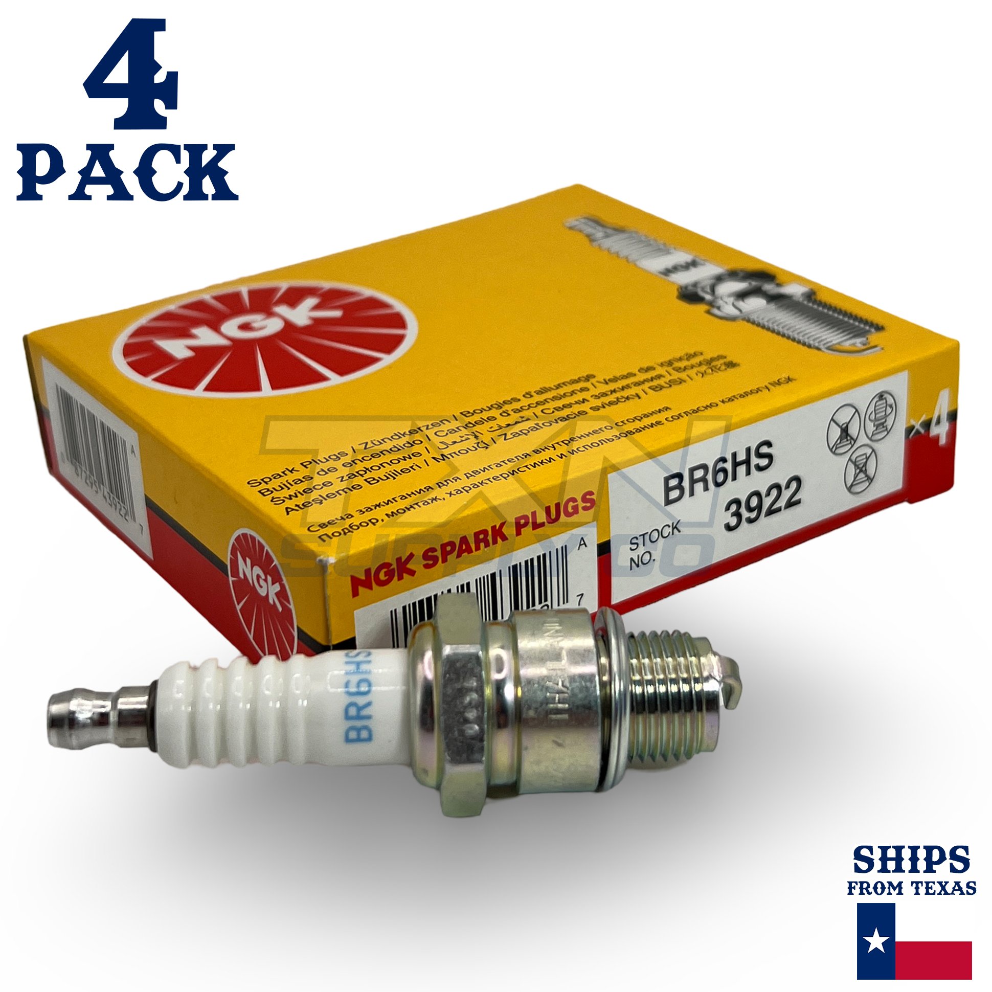 NGK 3922 Spark Plugs BR6HS - 4 Pack - Image 1