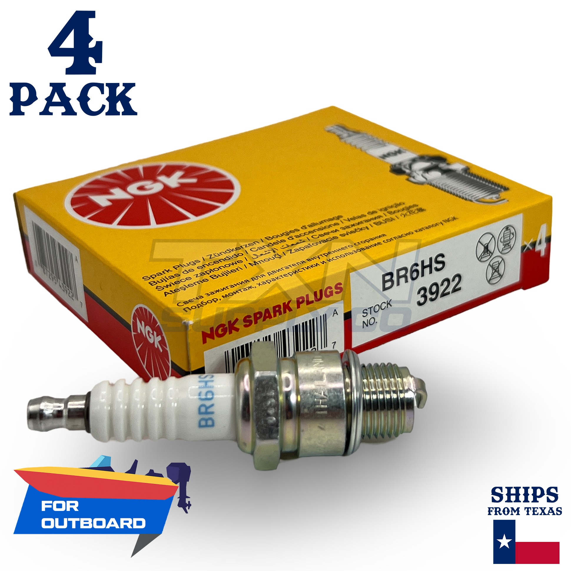 4 NGK Spark Plugs - For Yamaha 4 4-Stroke 1999-2005 Outboard Motor - Image 1