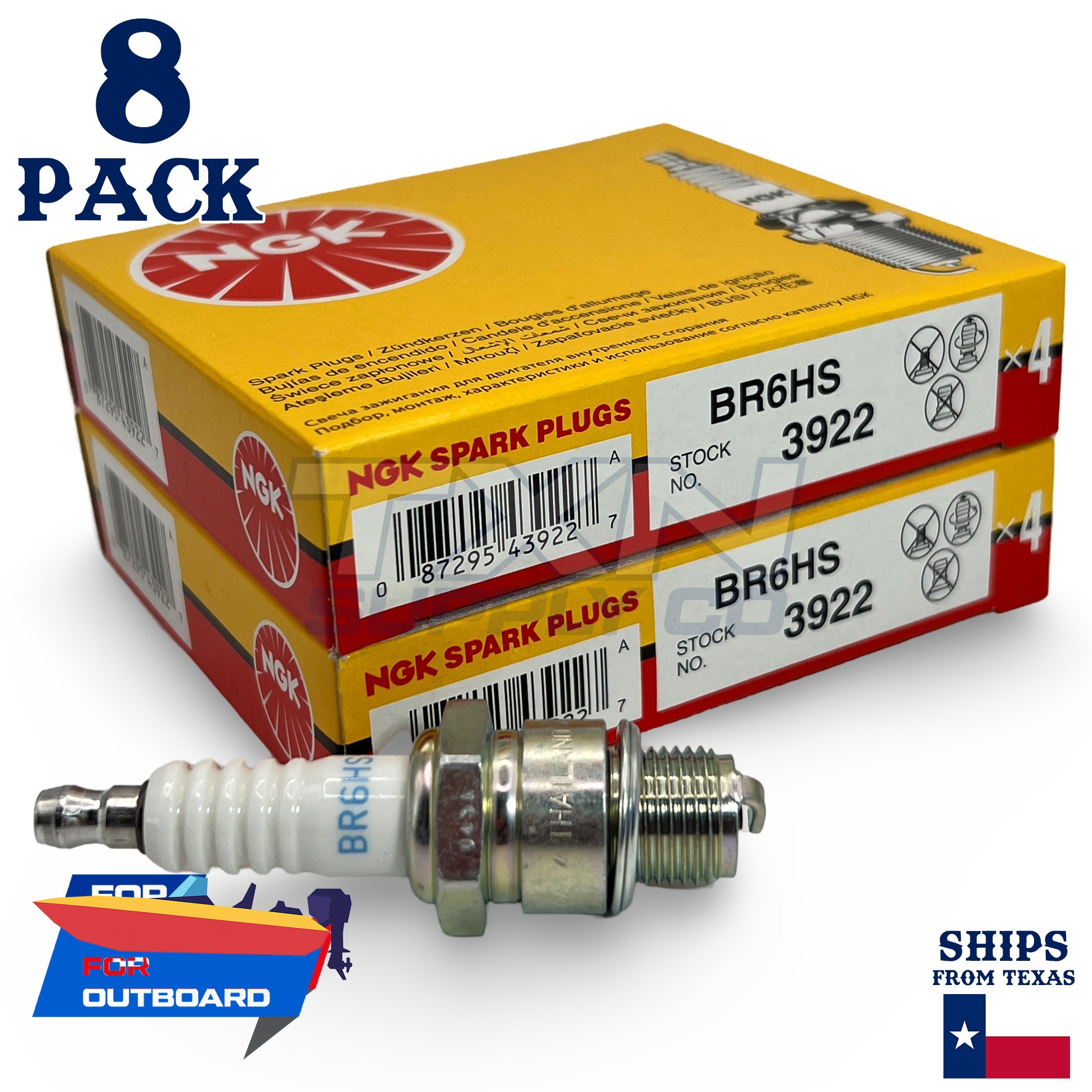 8 NGK Spark Plugs - For Suzuki 6 DT6 1993-2002 Outboard Motor - Image 1