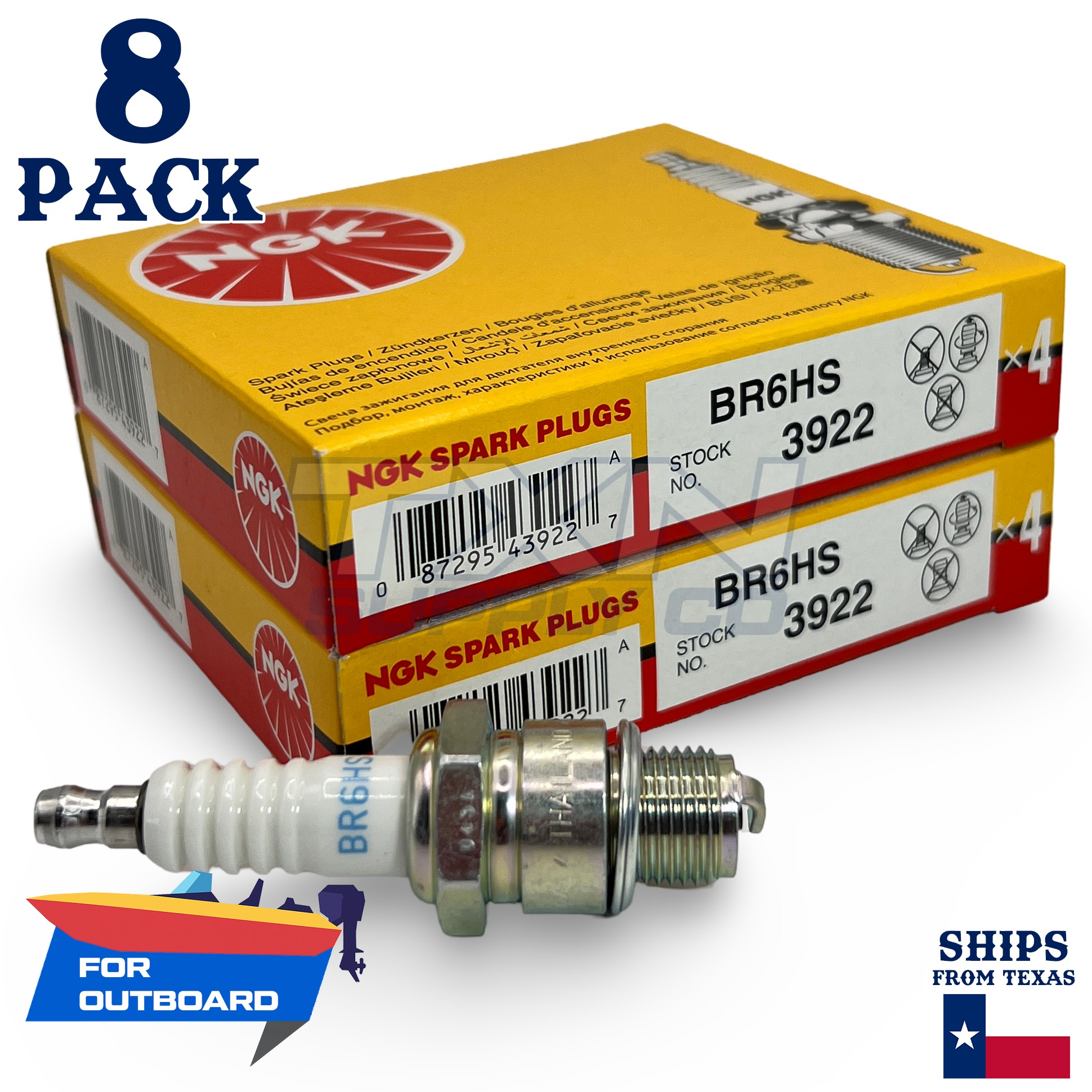 8 NGK Spark Plugs - For Yamaha 8 4-Stroke 2001-2005 Outboard Motor - Image 1