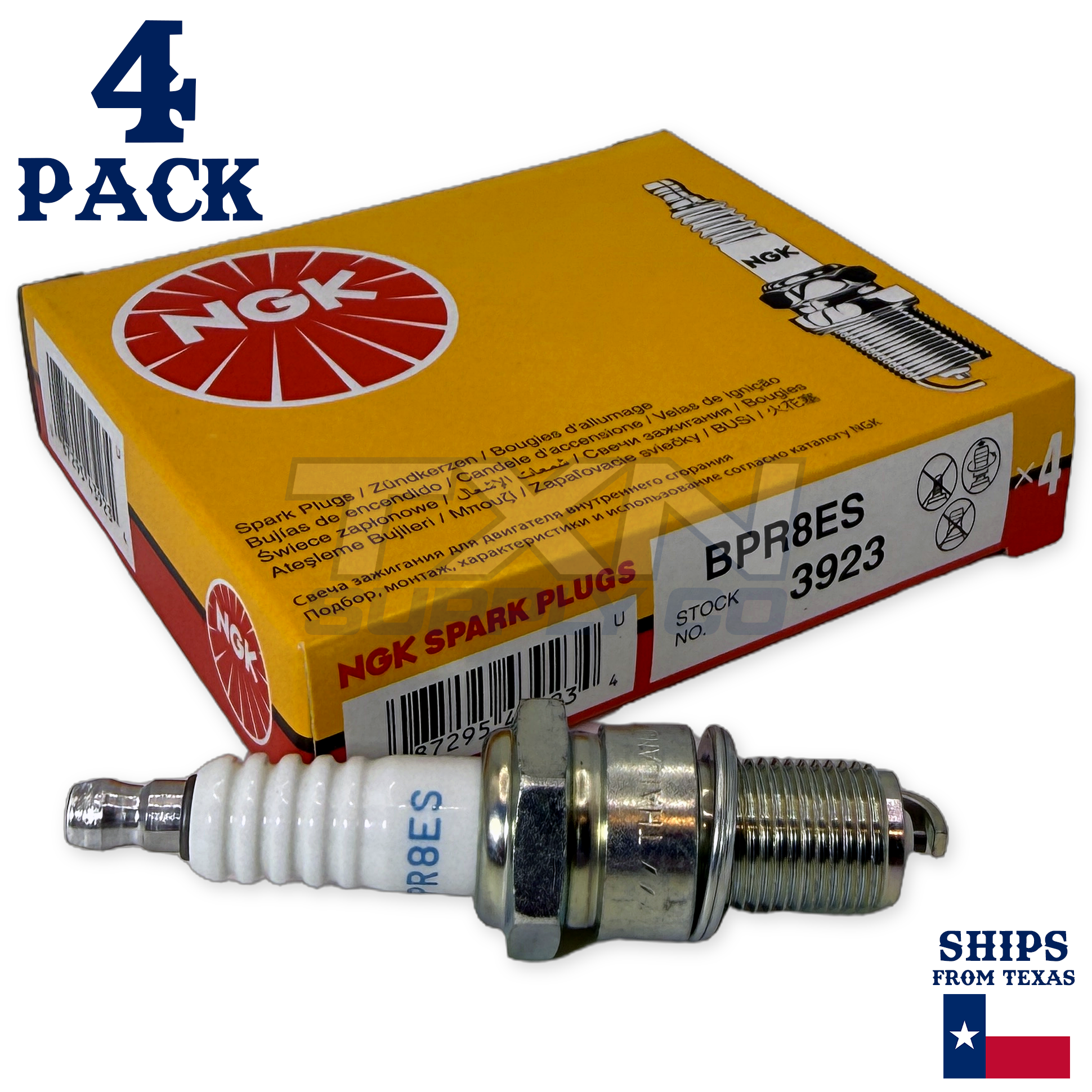 NGK 3923 BPR8ES Spark Plugs 4 Pack - Image 1