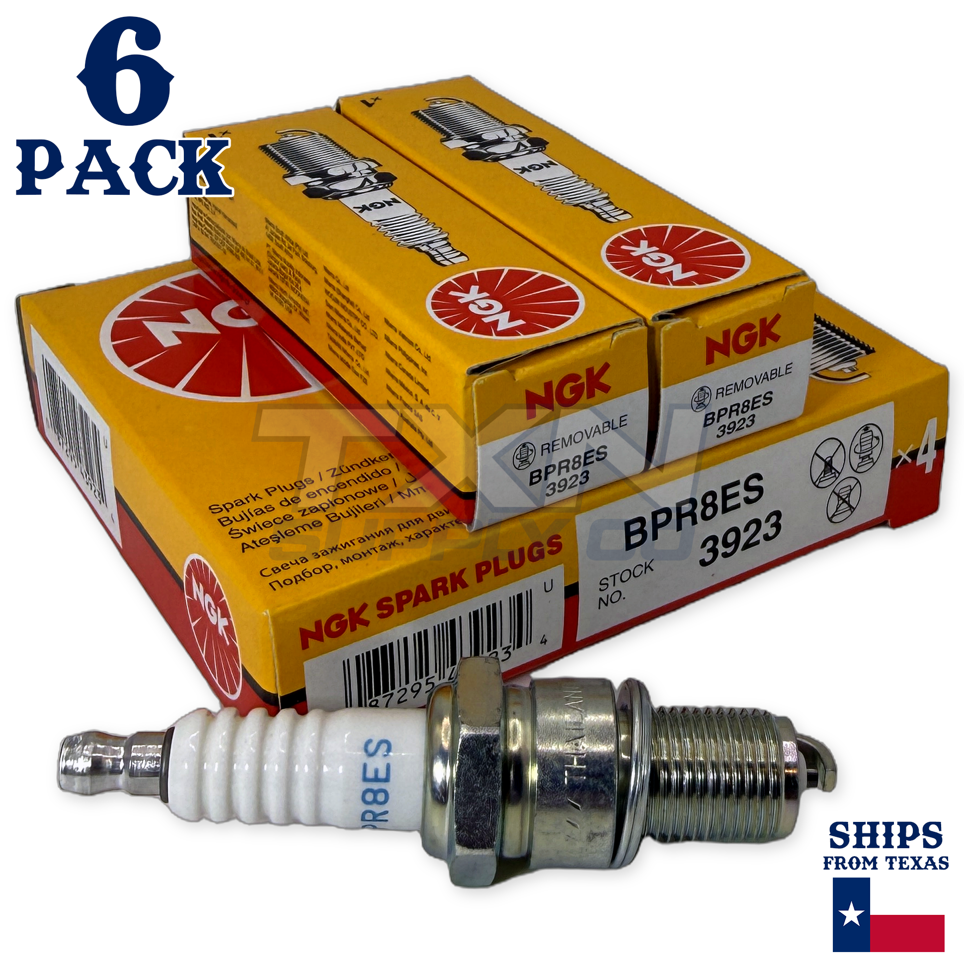 NGK 3923 BPR8ES Spark Plugs 6 Pack - Image 1