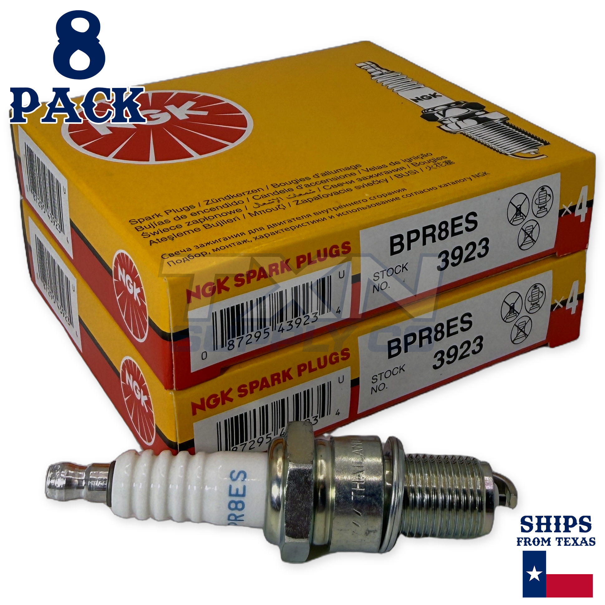 NGK 3923 BPR8ES Spark Plugs 8 Pack - Image 1