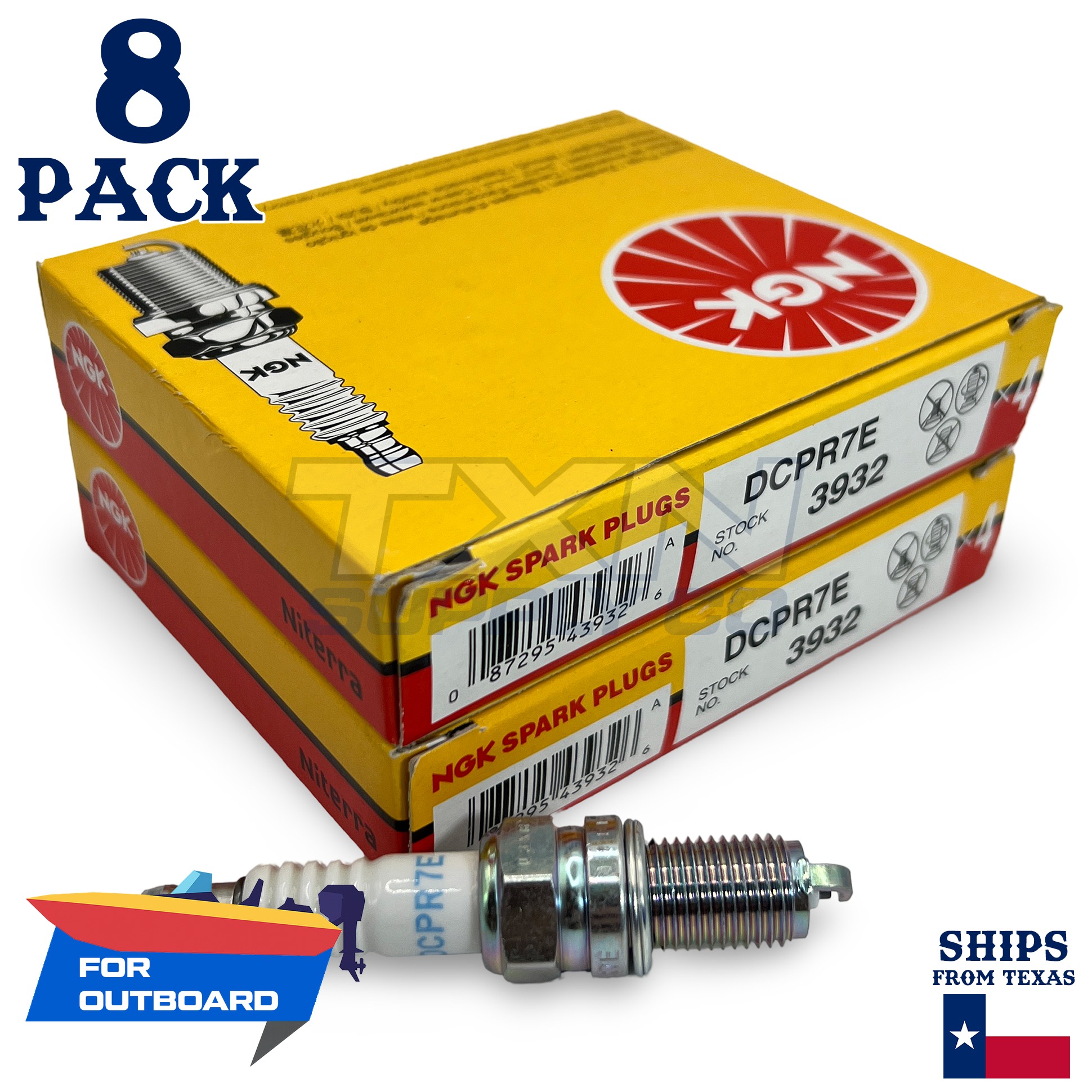 8 NGK Spark Plugs - For Johnson 40 2002- Outboard Motor - Image 1