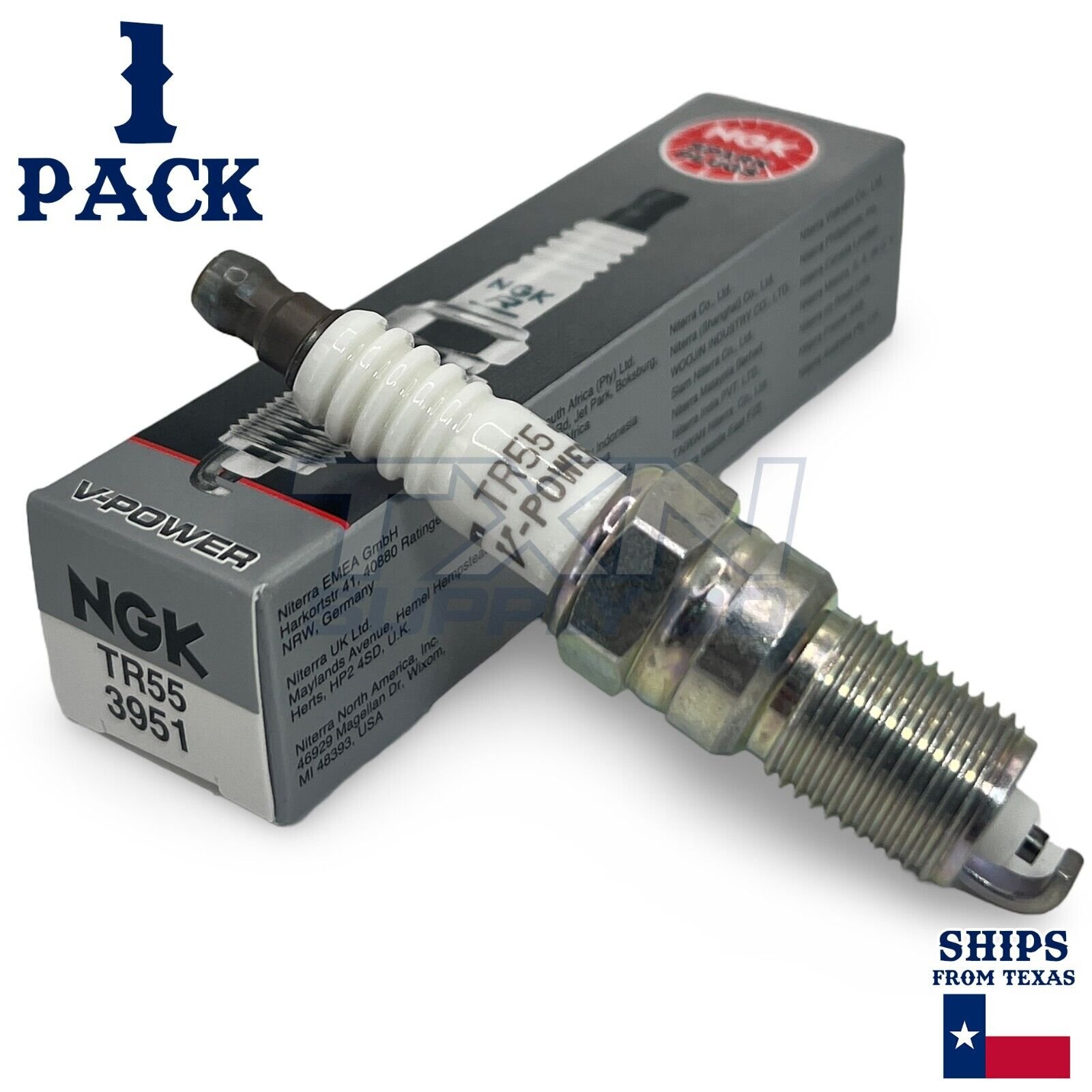 NGK 3951 TR55 V-Power Spark Plug for T20EPR-U15 T16EPR-U15 SP446 SP400 - 1 Pack