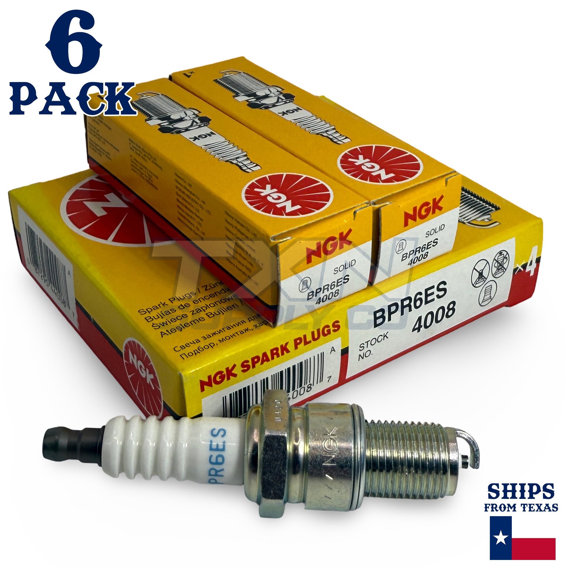 6 Pack NGK 4008 Spark Plugs BPR6ES SOLID - Image 1
