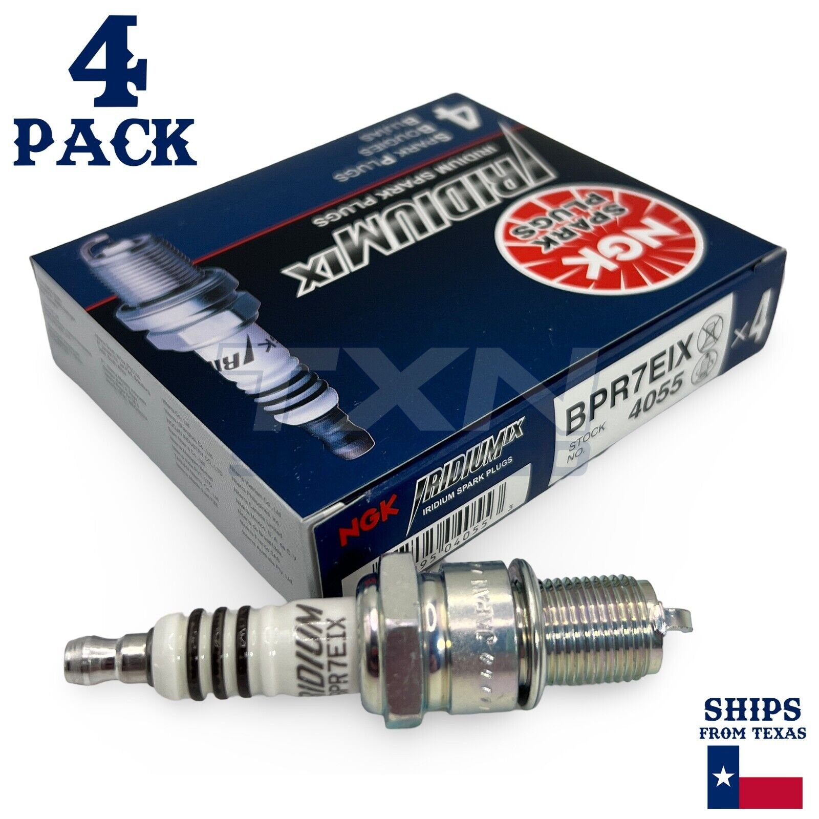 4 PC NGK 4055 BPR7EIX Iridium IX Spark Plugs for XS62DP XS62 WR5DS W5DPX - Image 1