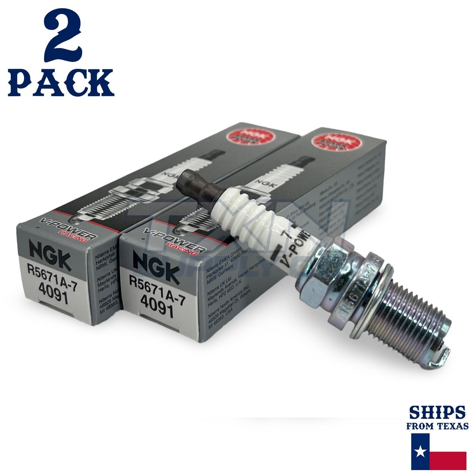 2 pc NGK 4091 R5671A-7 V-Power Racing Spark Plugs for W5CC W5C W4C2 W22ES-U hk - Image 1