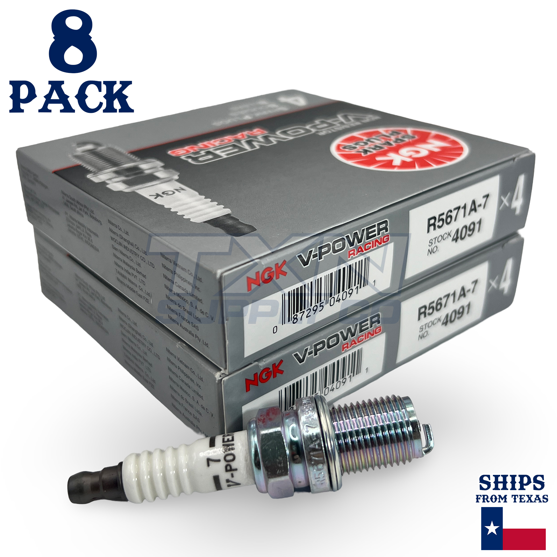 Set 8Pcs Ngk Racing Spark Plugs Stock 4091 Nickel Core Tip Standard 0 032In R5671A 7 - Image 1
