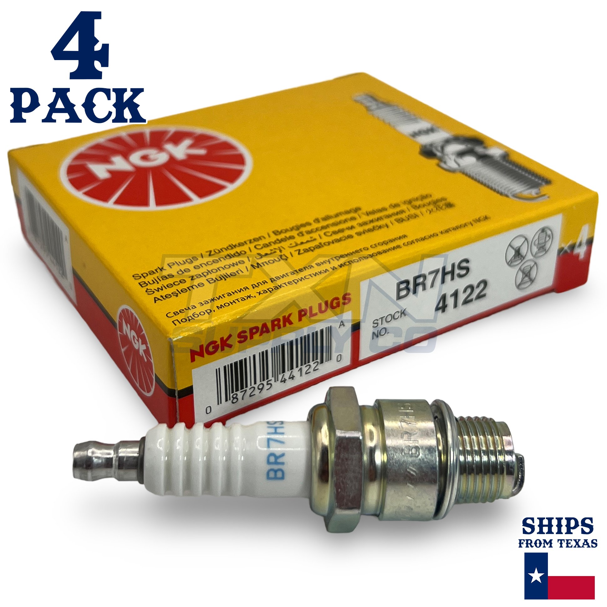 NGK 4122 Spark Plugs BR7HS - 4 Pack - Image 1