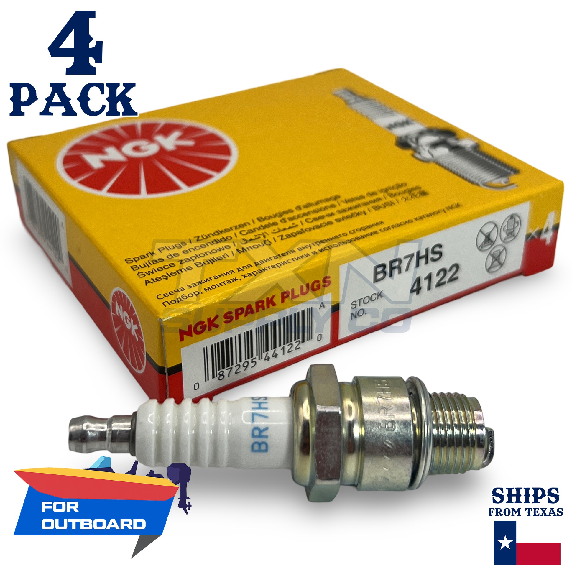 4 NGK Spark Plugs - For Yamaha 8 B Outboard Motor - Image 1
