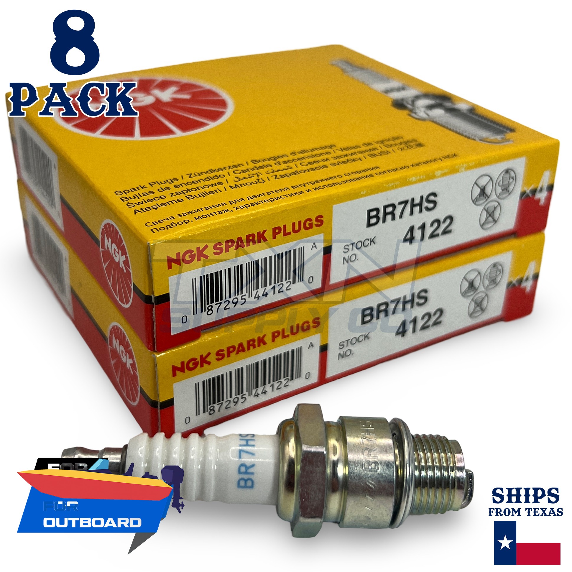 8 NGK Spark Plugs - For Yamaha 25 AE A AF B BE C Outboard Motor - Image 1