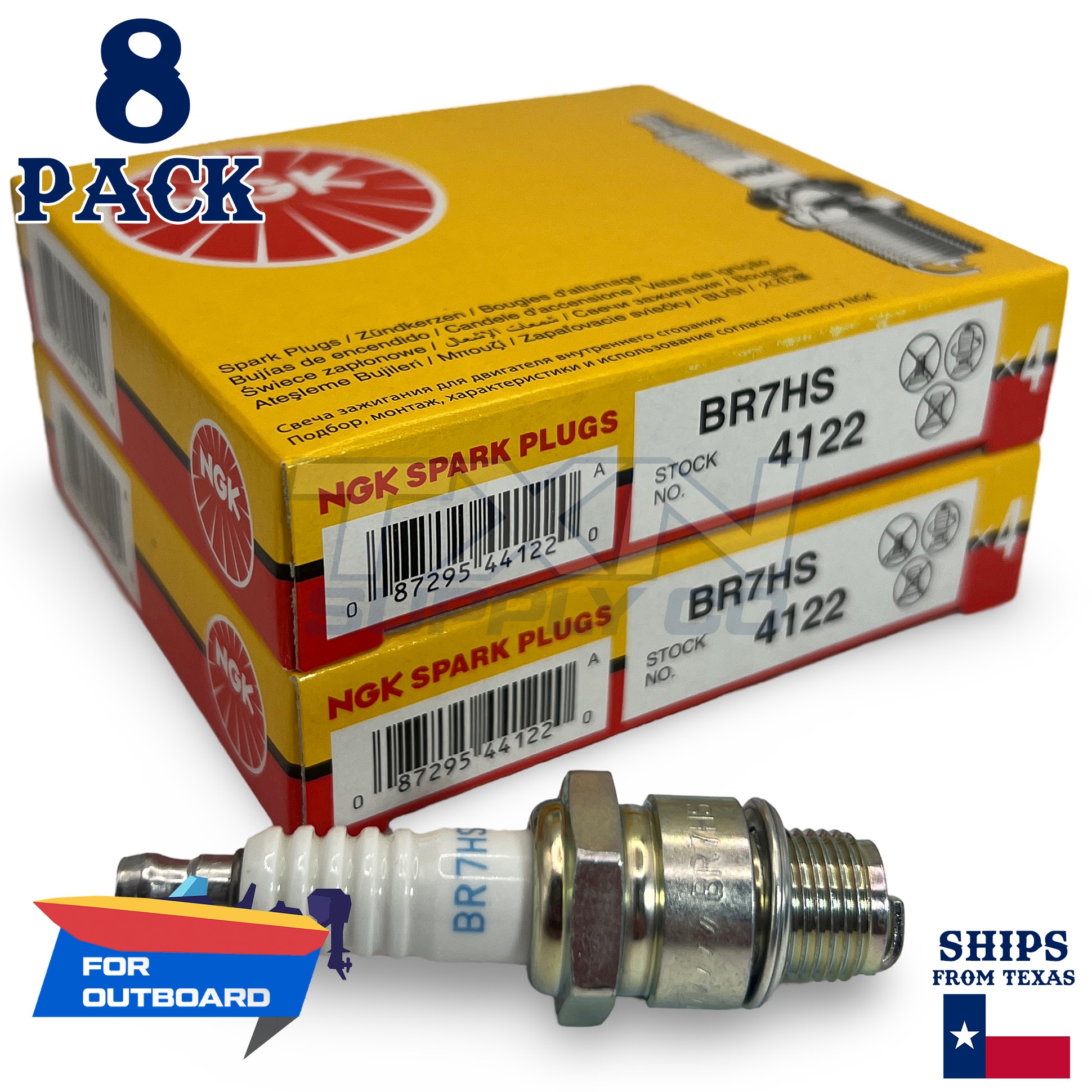 8 NGK Spark Plugs - For Yamaha 25 CE D DE Outboard Motor - Image 1