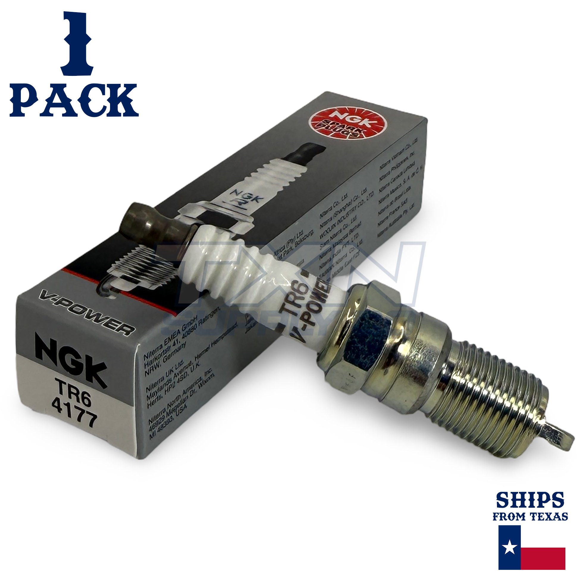 1 Pack NGK V-Power 4177 Spark Plugs TR6 - Image 1