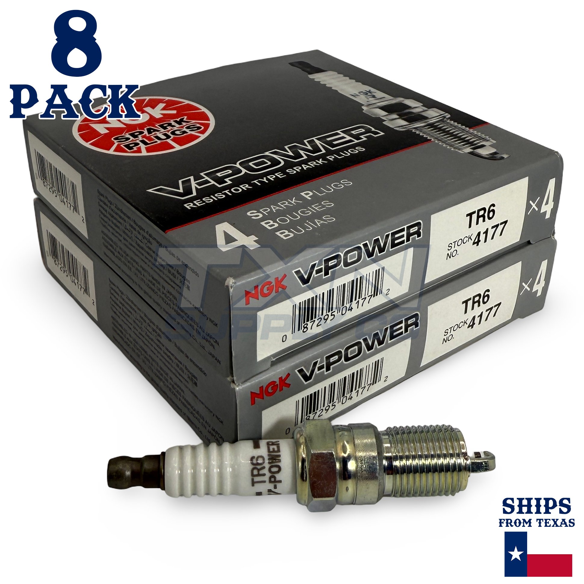 8 Pack NGK V-Power 4177 Spark Plugs TR6 ps