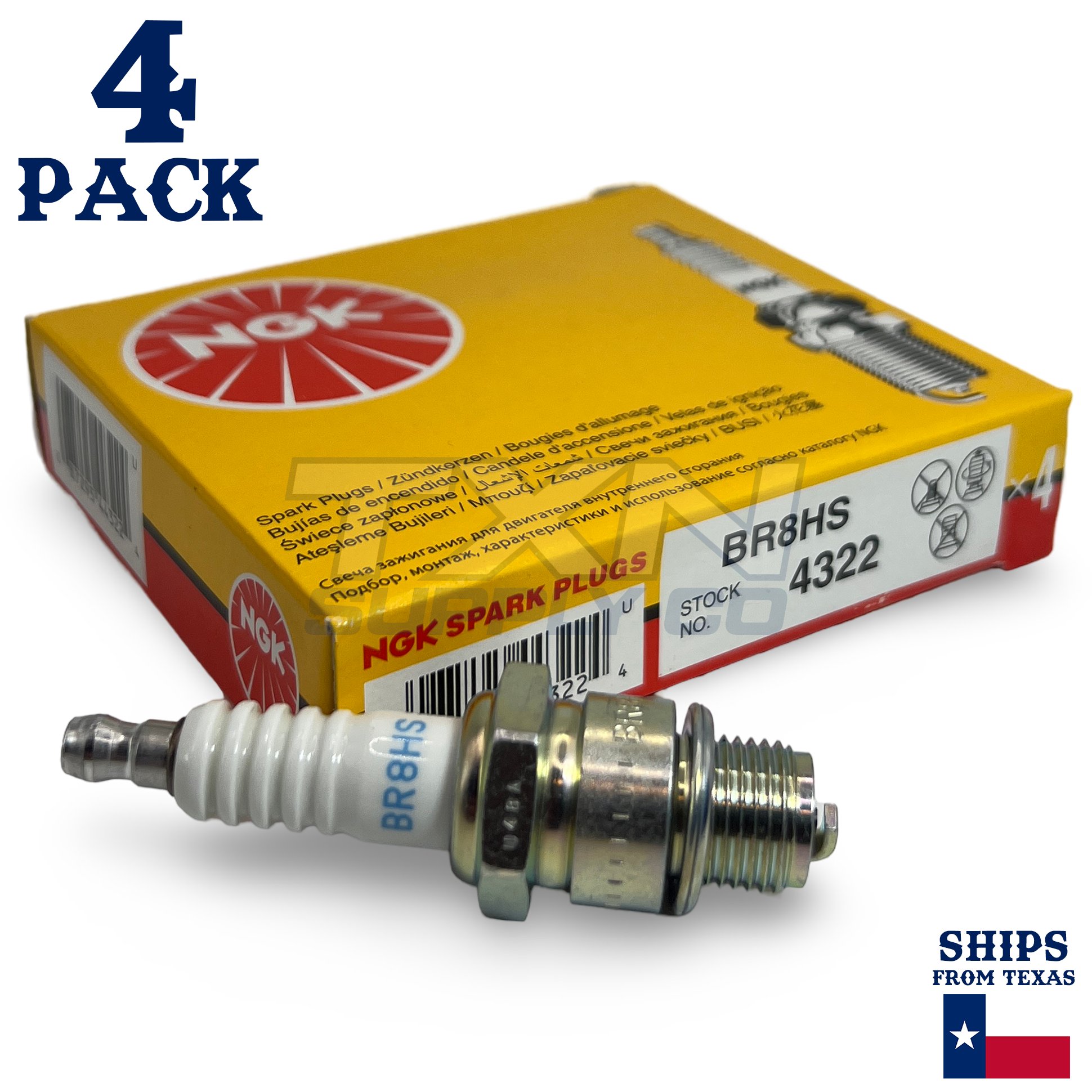 4 Pack NGK V-Power 4322 Spark Plugs BR8HS - Image 1