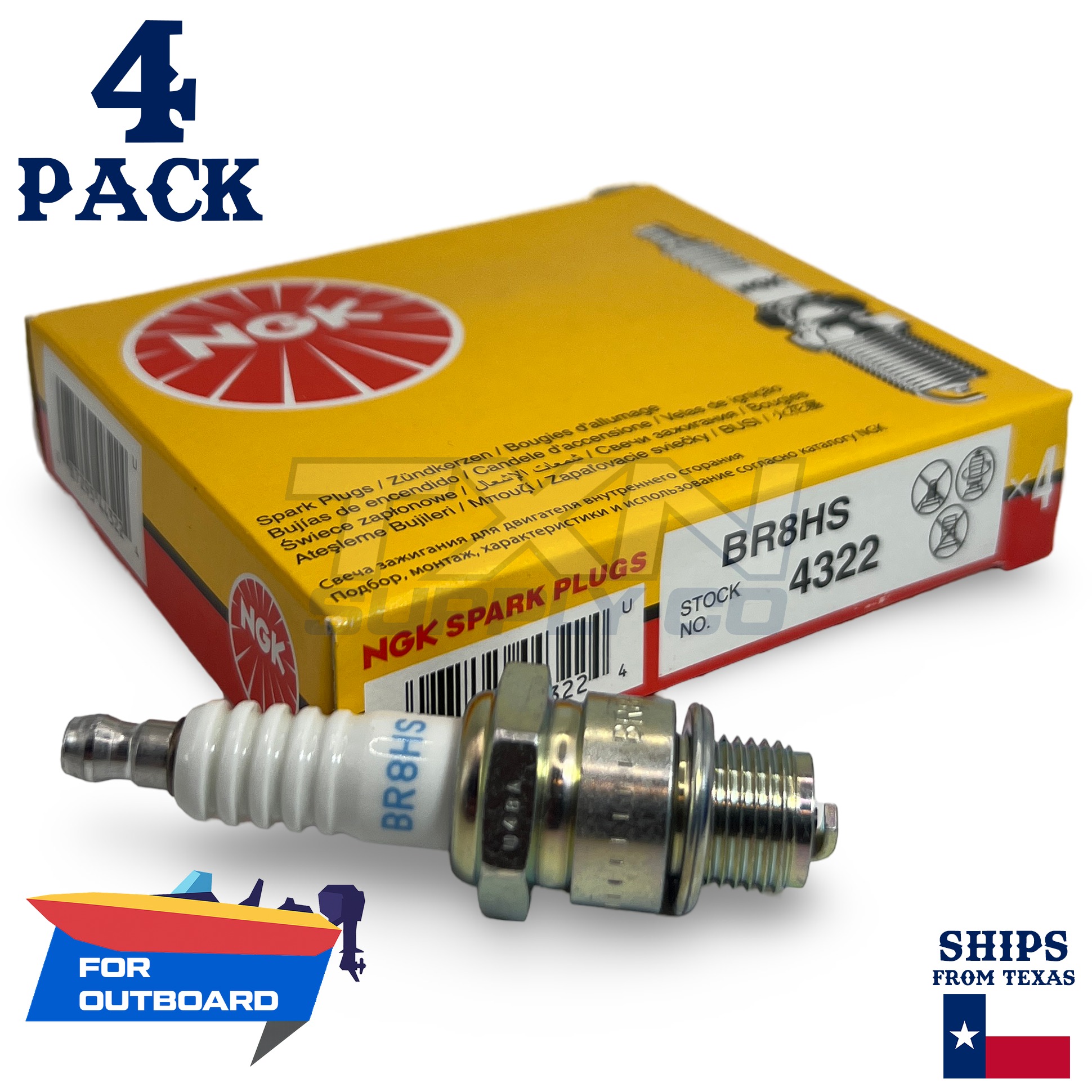 4 NGK Spark Plugs - For Yamaha 40 D Outboard Motor - Image 1
