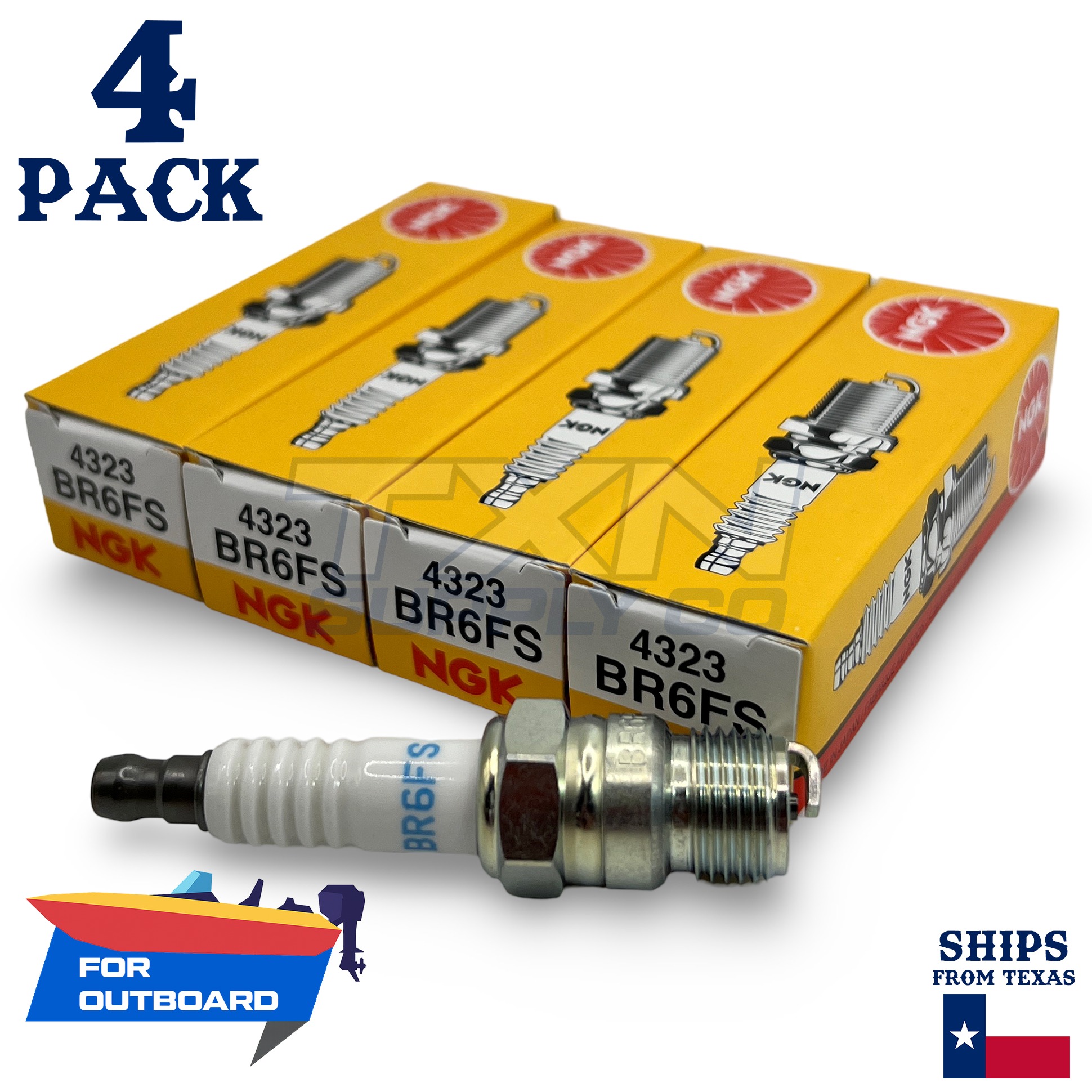 4 NGK Spark Plugs - For Yamaha 8 YEMS V8MTR 350 CUBIC INCH Outboard Motor - Image 1