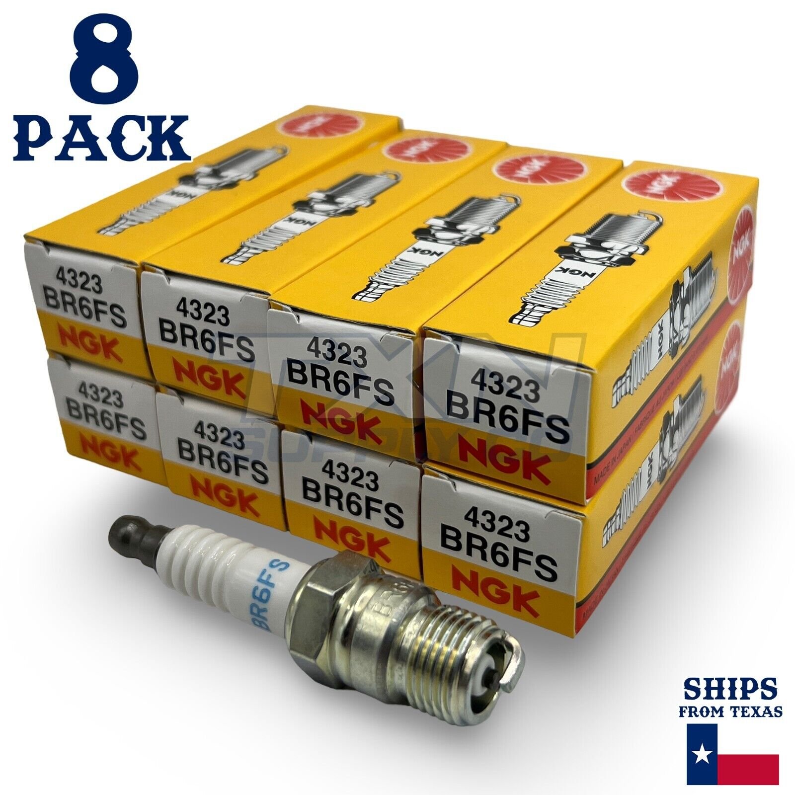 NGK 4323 Spark Plug BR6FS - 8 Pack - Image 1