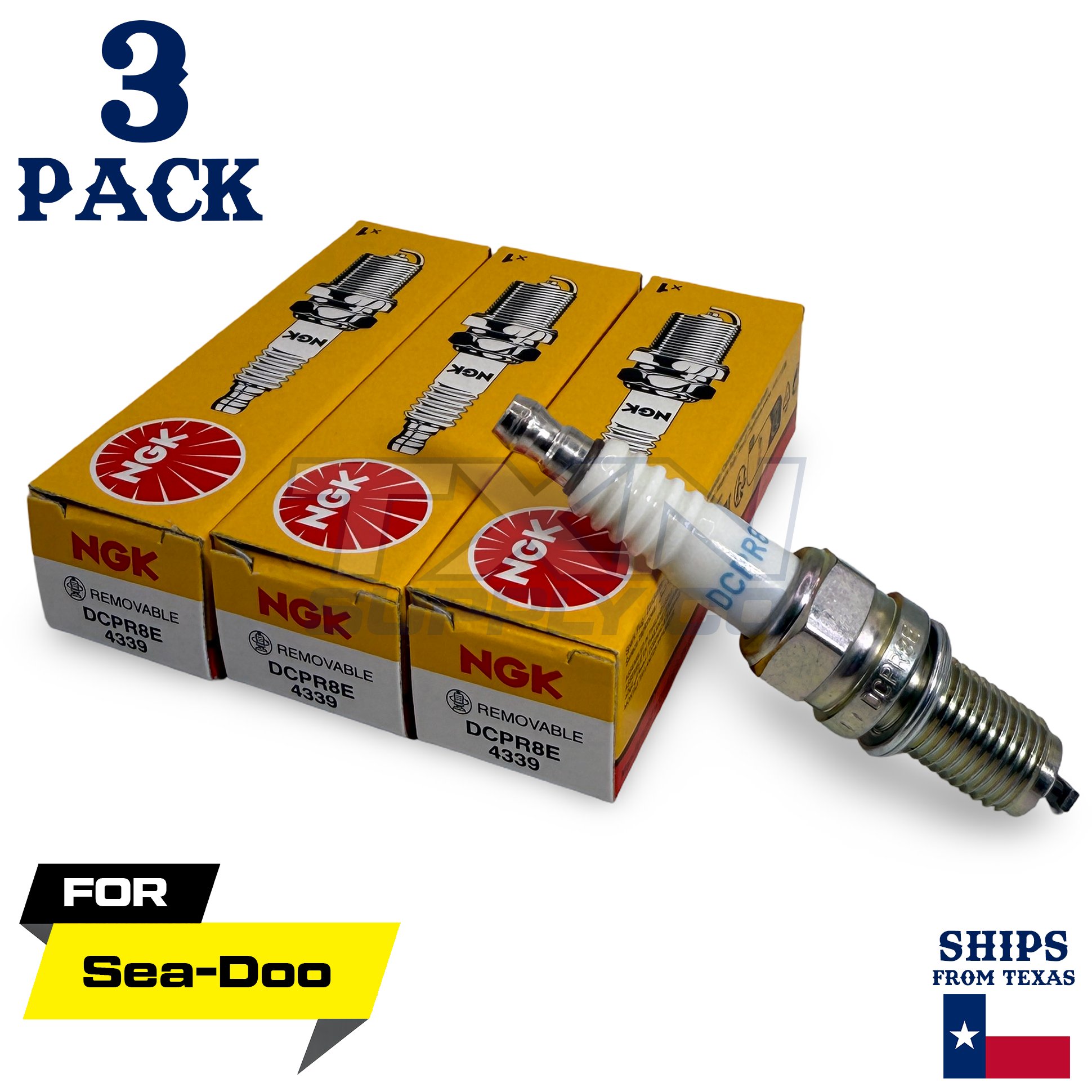 3 NGK Spark Plugs - For Fish Pro 170 Sea-Doo Watercraft - Image 1