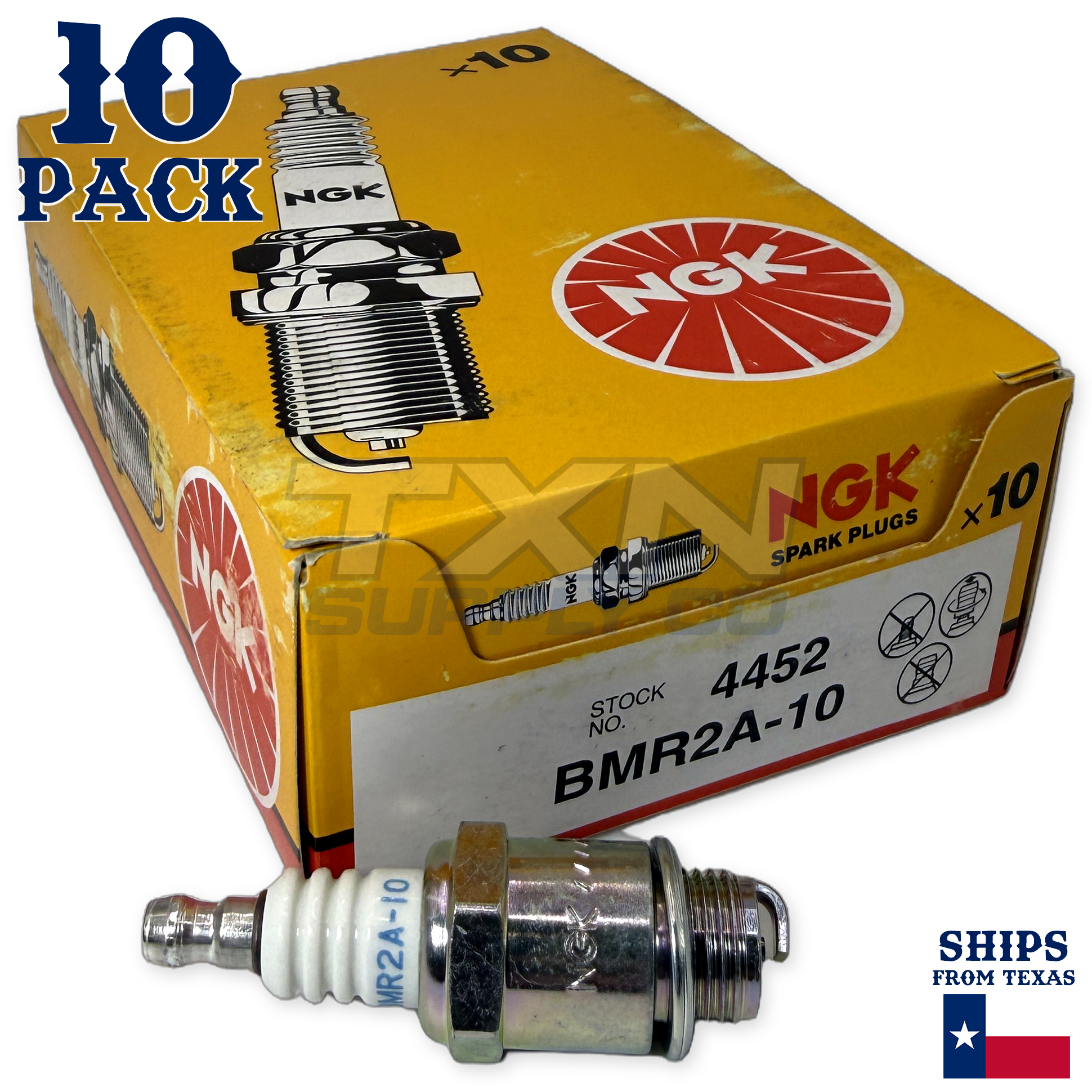 NGK 4452 BMR2A-10 Spark Plugs 10 Pack