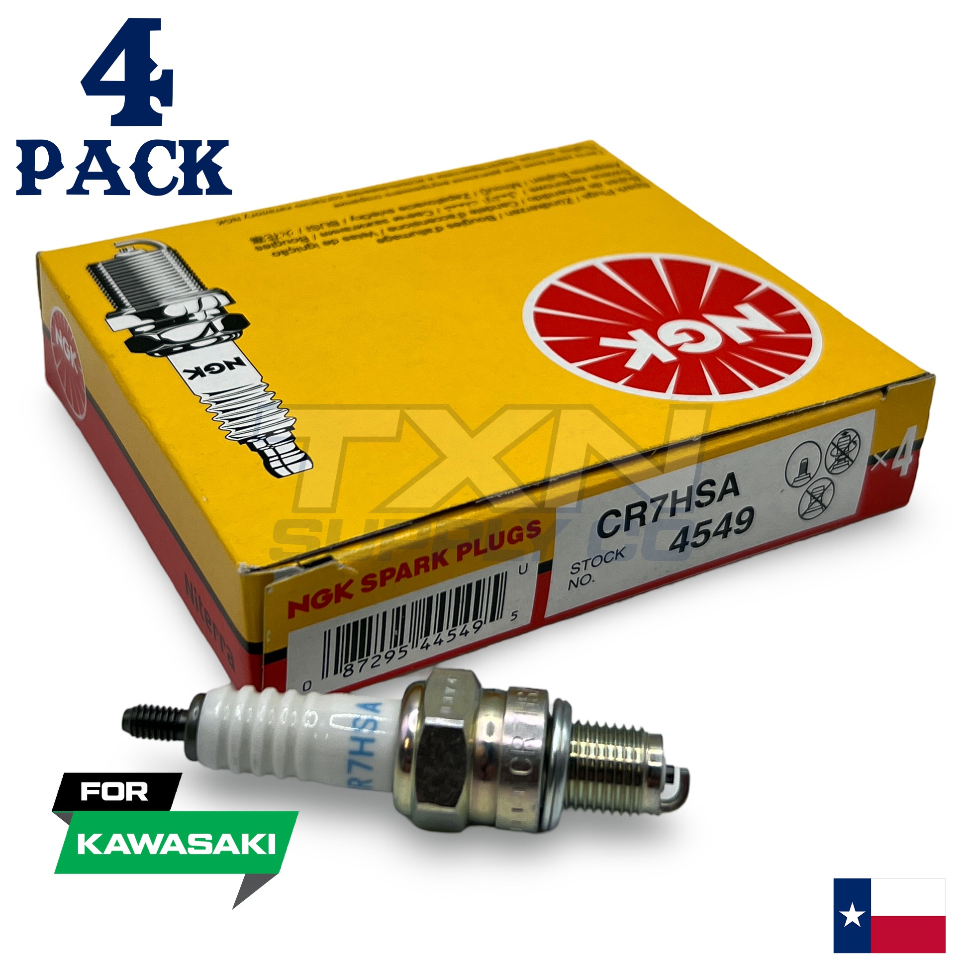 4 Pack NGK Spark Plug - For KLX 140 A (KLX140A) Kawasaki Motorcycle - Image 1
