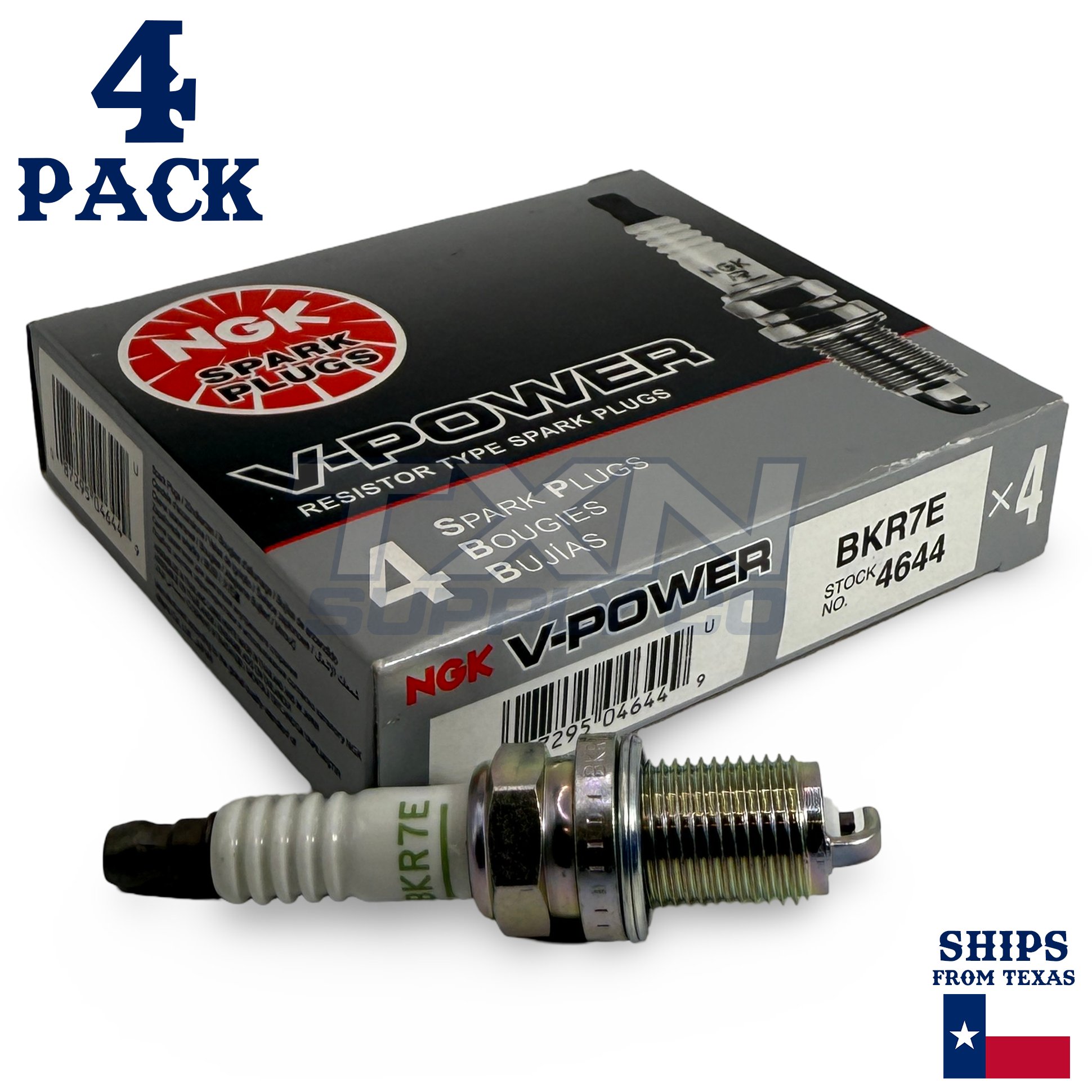 4 Pack NGK V-Power 4644 Spark Plugs BKR7E - Image 1