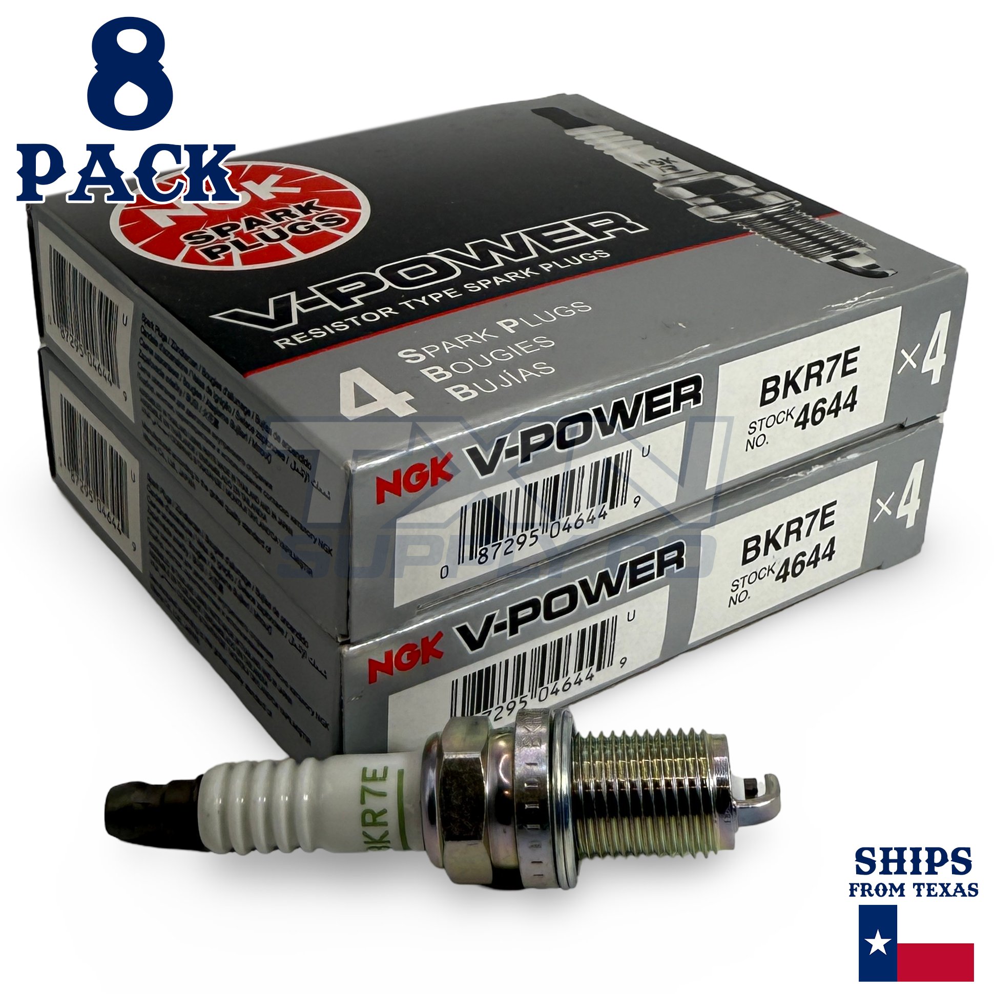 8 Pack NGK V-Power 4644 Spark Plugs BKR7E