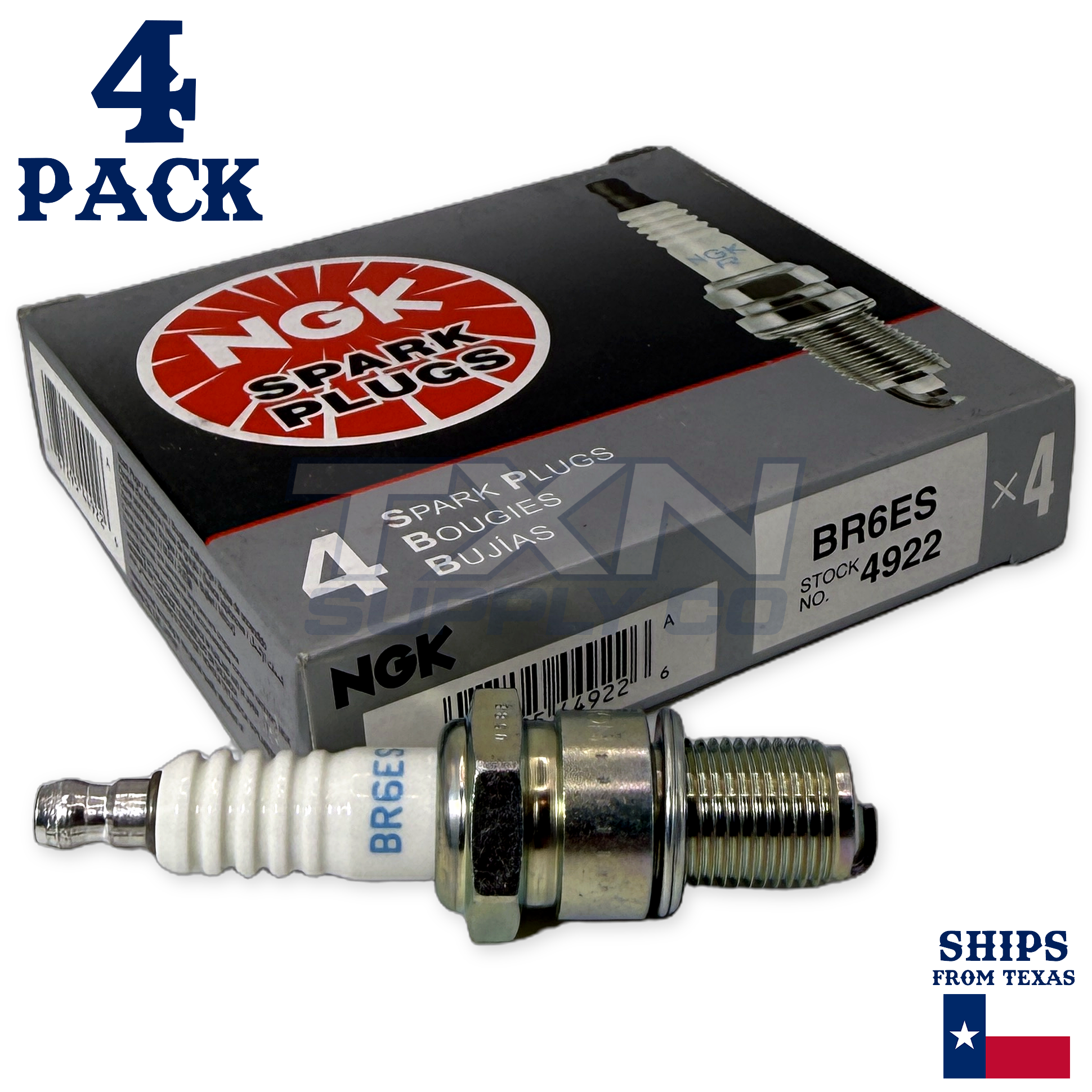 NGK (4922) BR6ES Spark Plug - Pack of 4 - Image 1