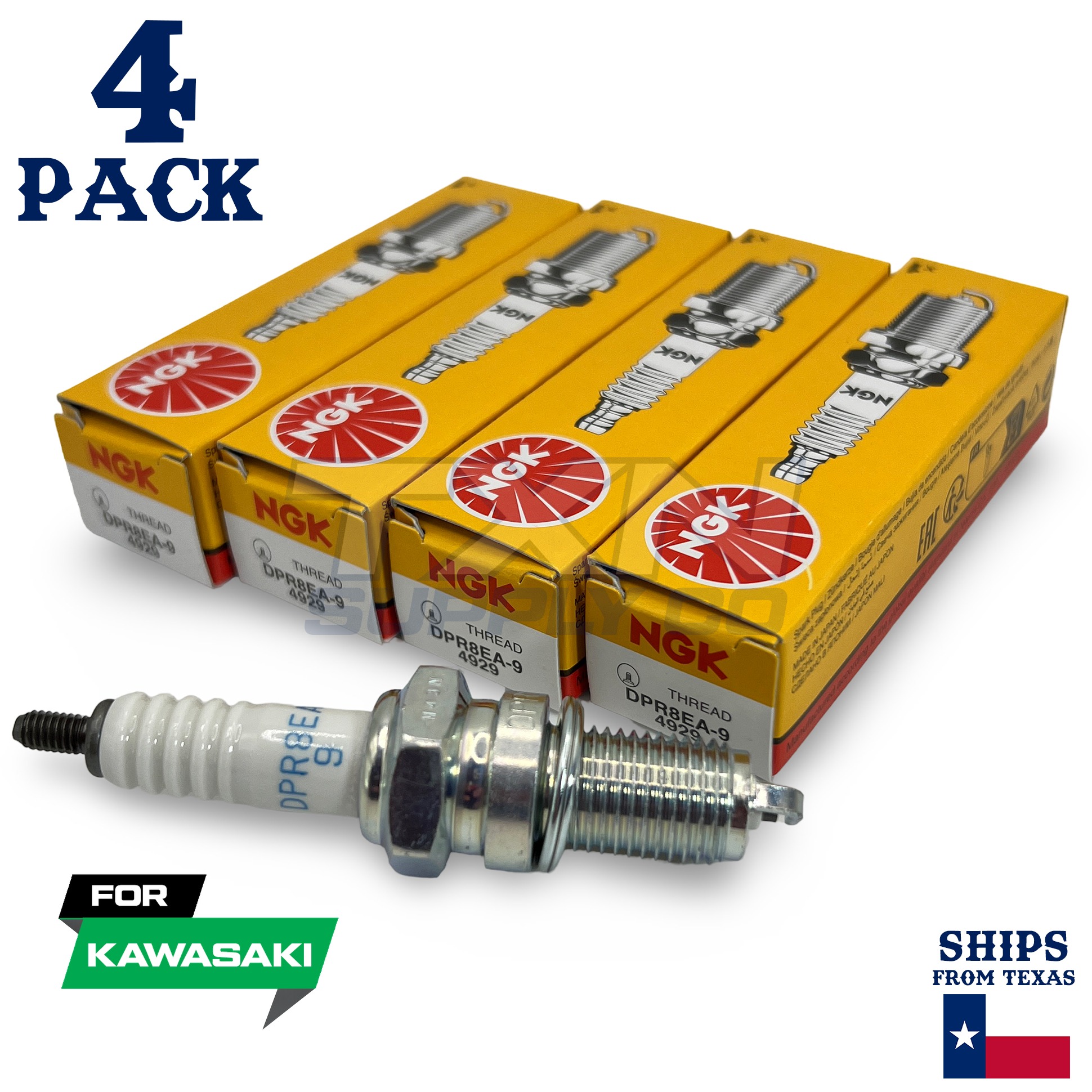 4 Pack NGK Spark Plug - For GPZ 250 Belt Drive Kawasaki Motorcycle - Image 1