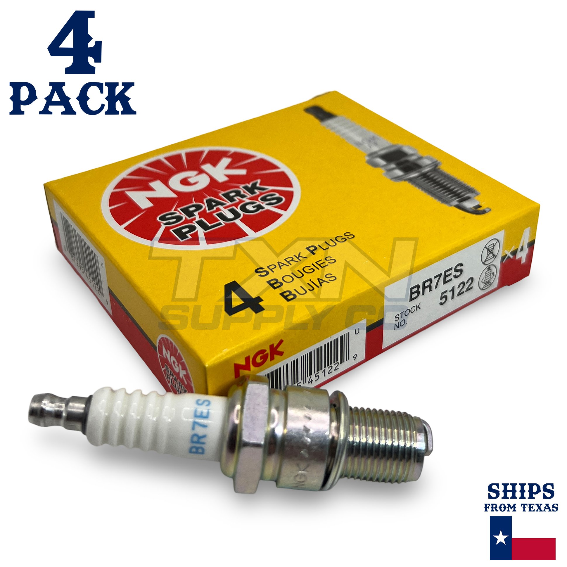 NGK BR7ES SOLID 6615 Standard Spark Plug, 4 Pack - Image 1