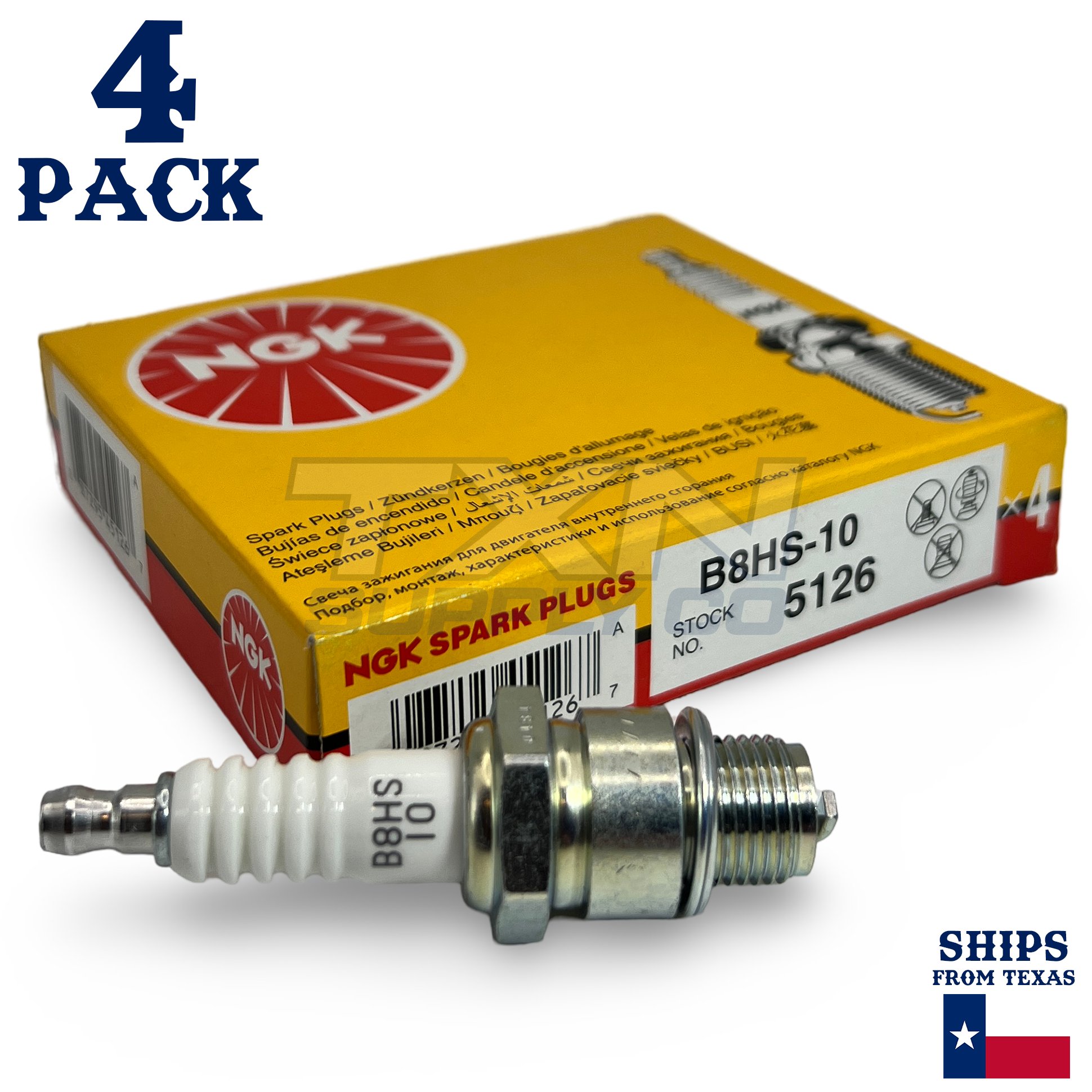 4 Pack NGK 5126 Spark Plugs B8HS-10 - Image 1