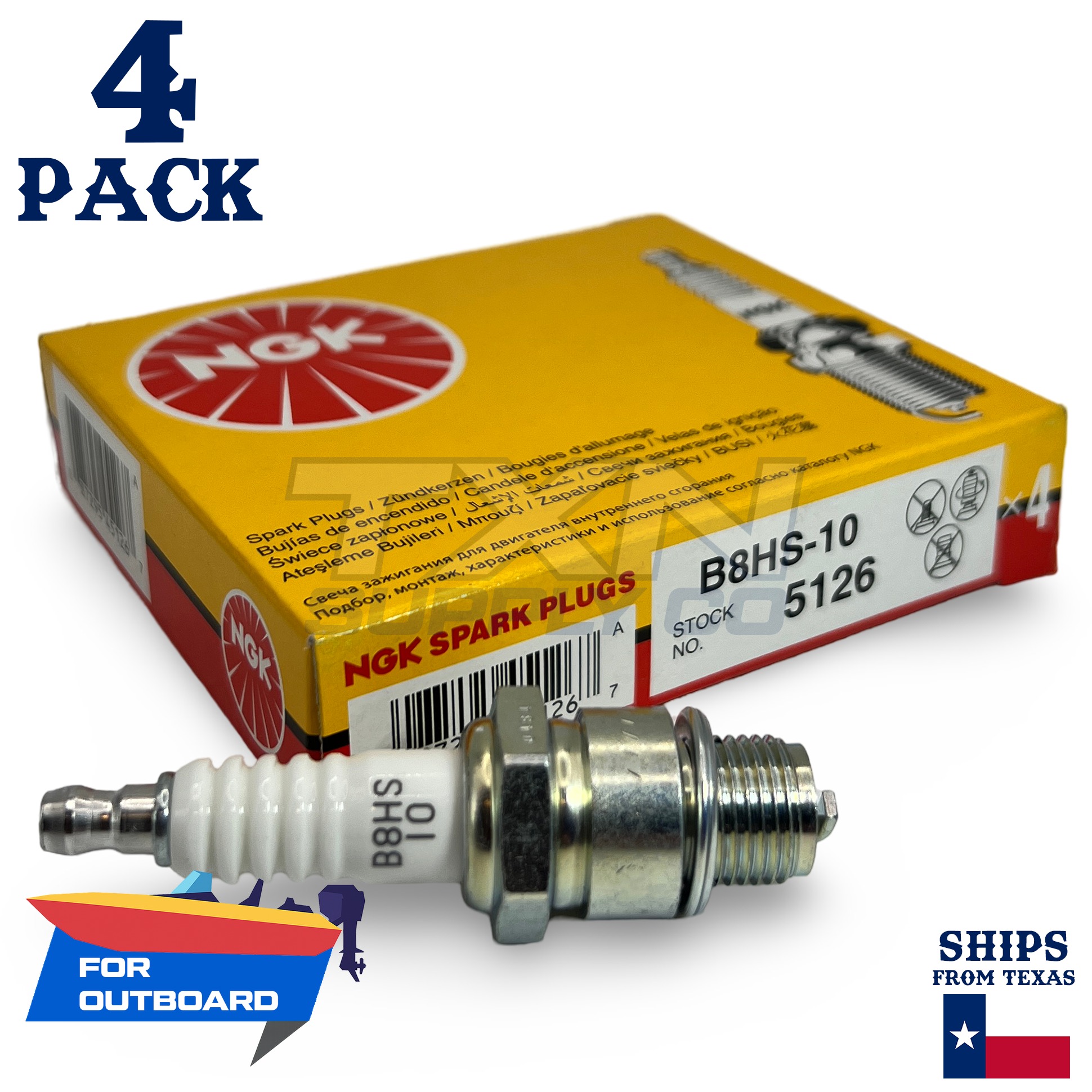 4 NGK Spark Plugs - For Evinrude 4 CDI 1987- Outboard Motor - Image 1