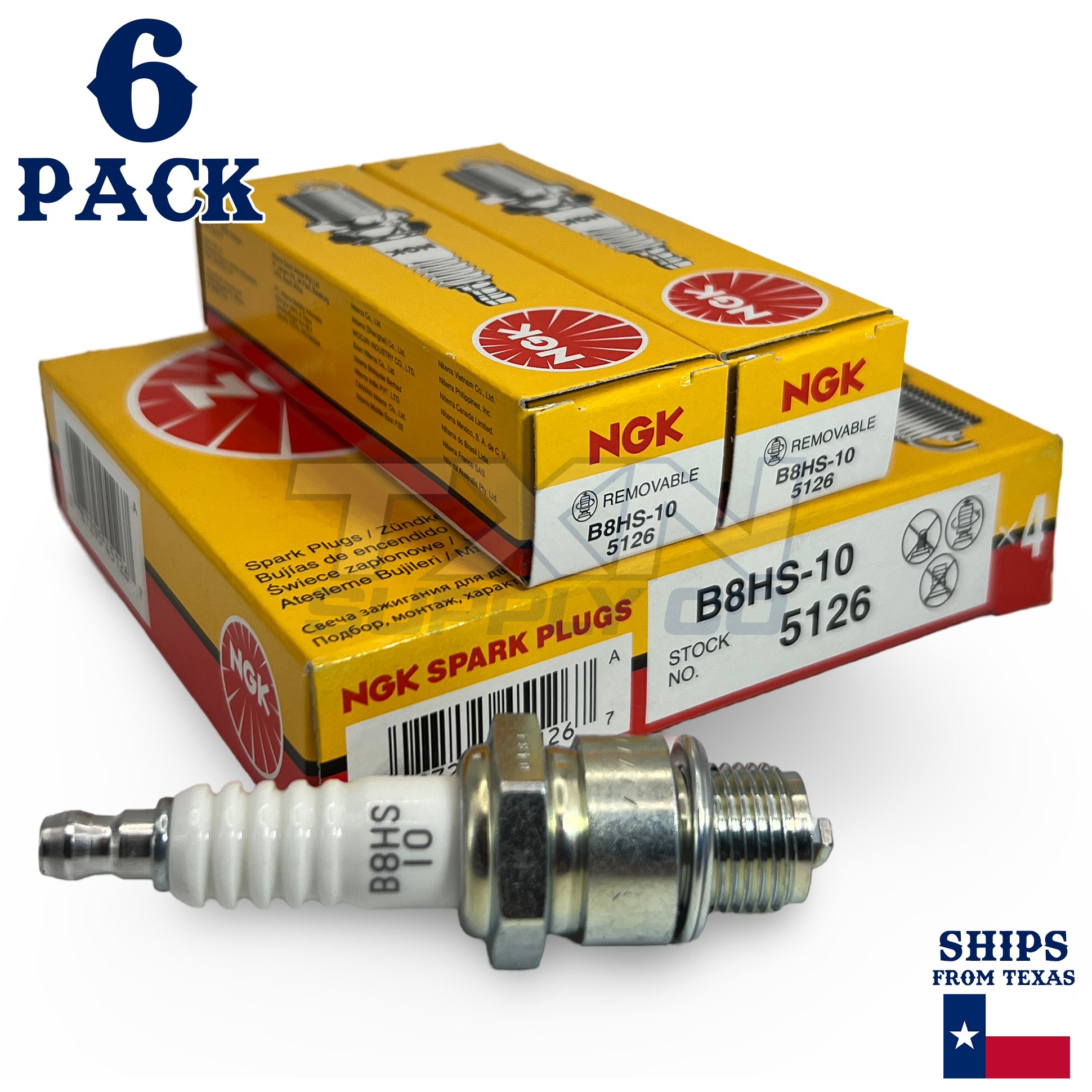 6 Pack NGK 5126 Spark Plugs B8HS-10