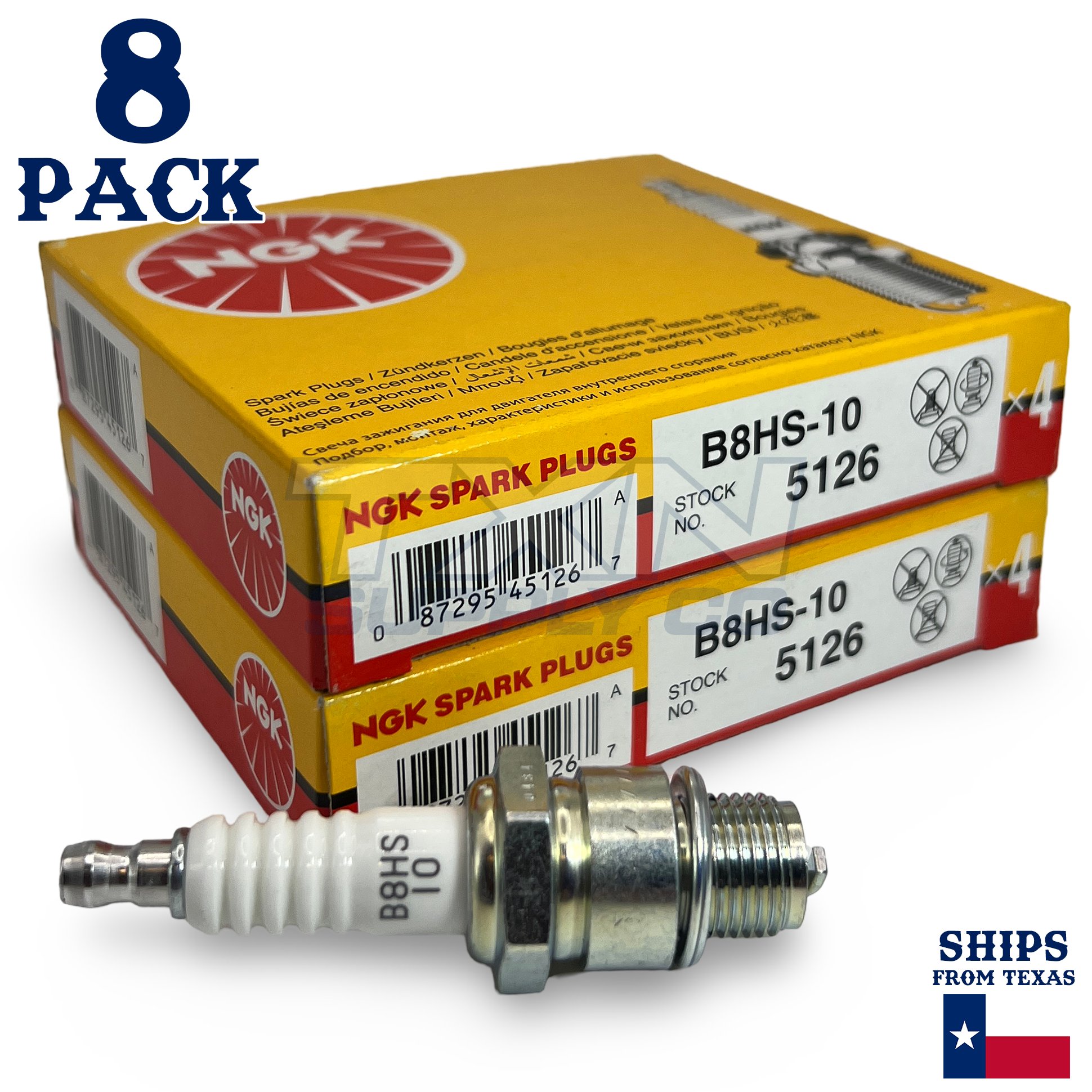 8 Pack NGK 5126 Spark Plugs B8HS-10 - Image 1
