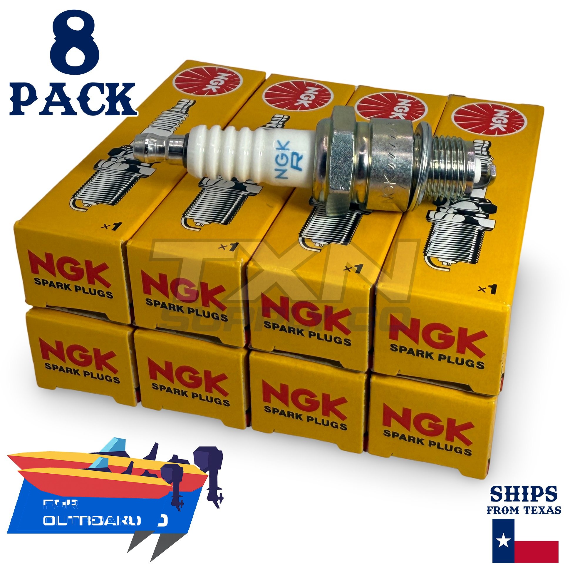 8 NGK Spark Plugs - For Evinrude 4 CDI 1987- Outboard Motor - Image 1