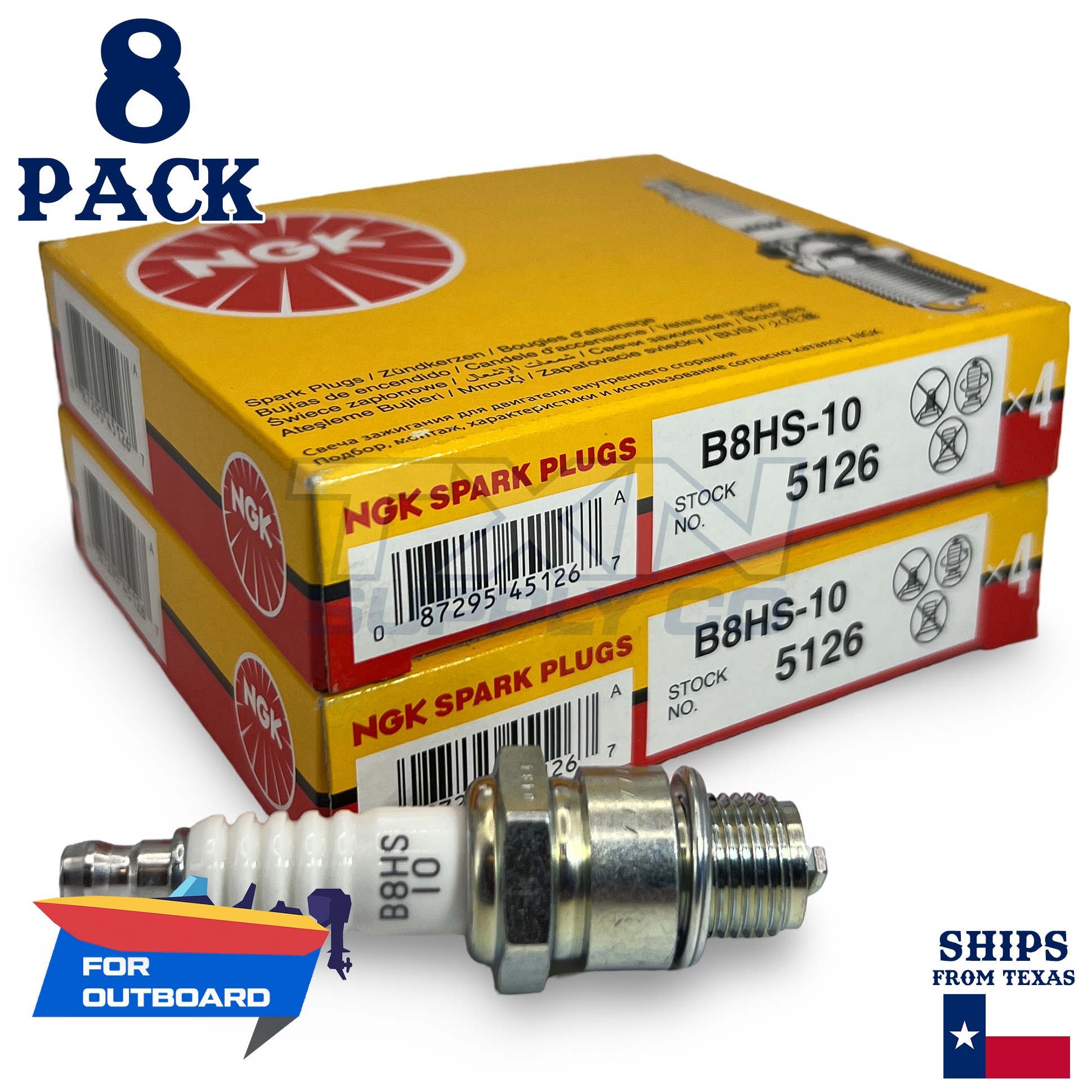 8 NGK Spark Plugs - For Yamaha 50 DROS Outboard Motor - Image 1