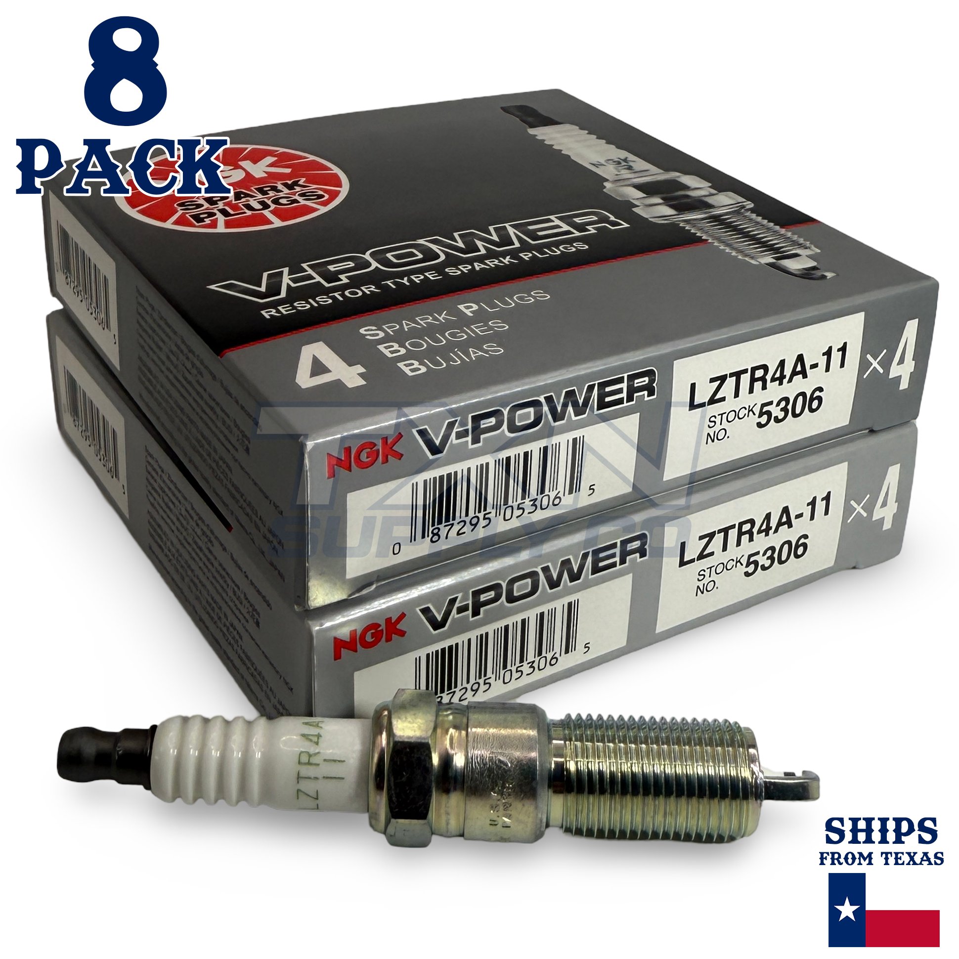 8 Pack NGK V-Power 5306 Spark Plugs LZTR4A-11