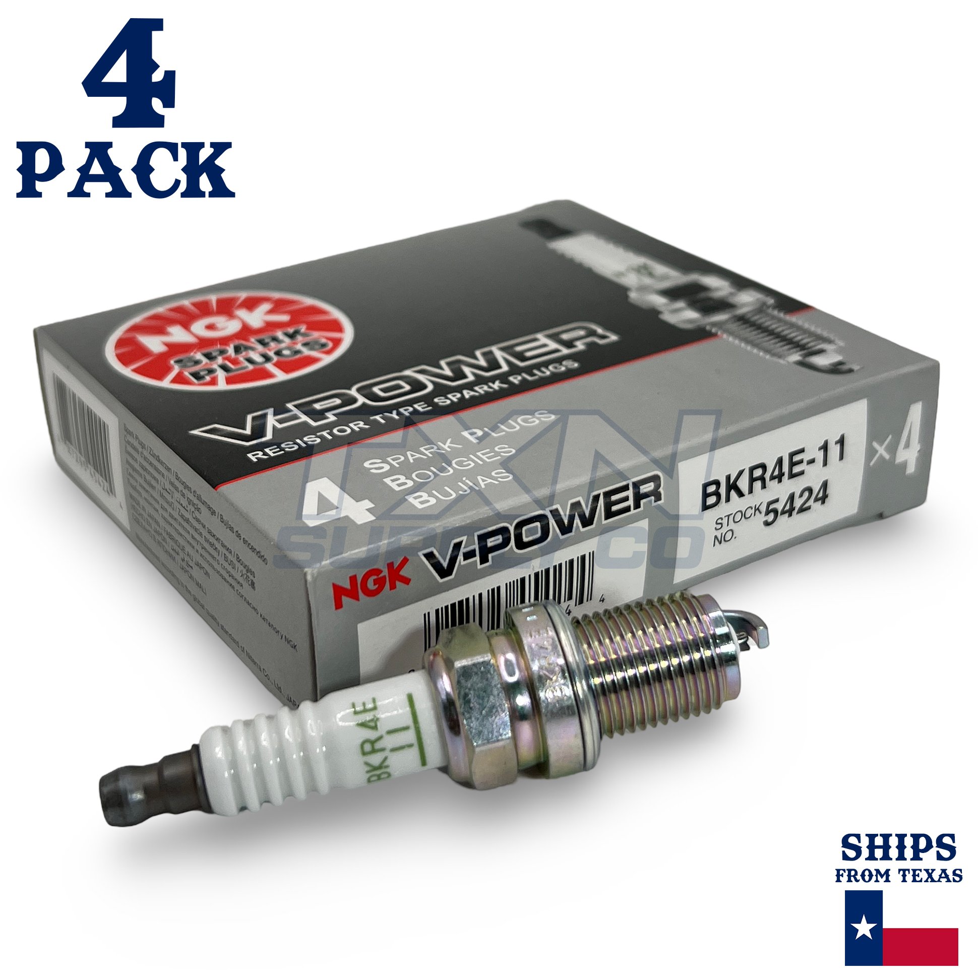NGK 5424 V-Power Spark Plugs BKR4E-11 - 4 Pack - Image 1