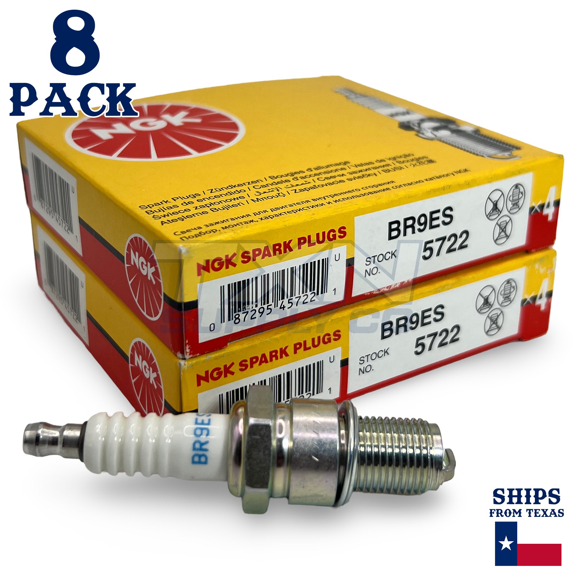 8 Pack NGK V-Power 5722 Spark Plugs BR9ES - Image 1