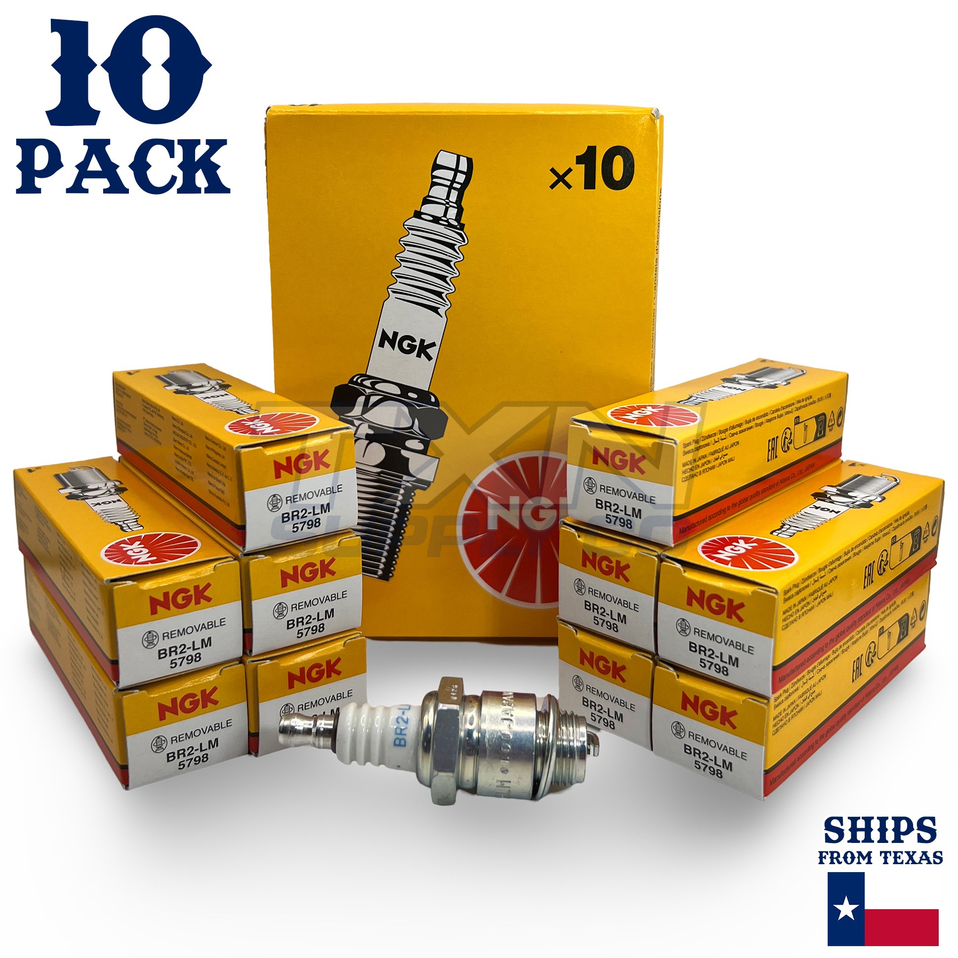 NGK 5798 Spark Plugs BR2-LM - 10 Pack