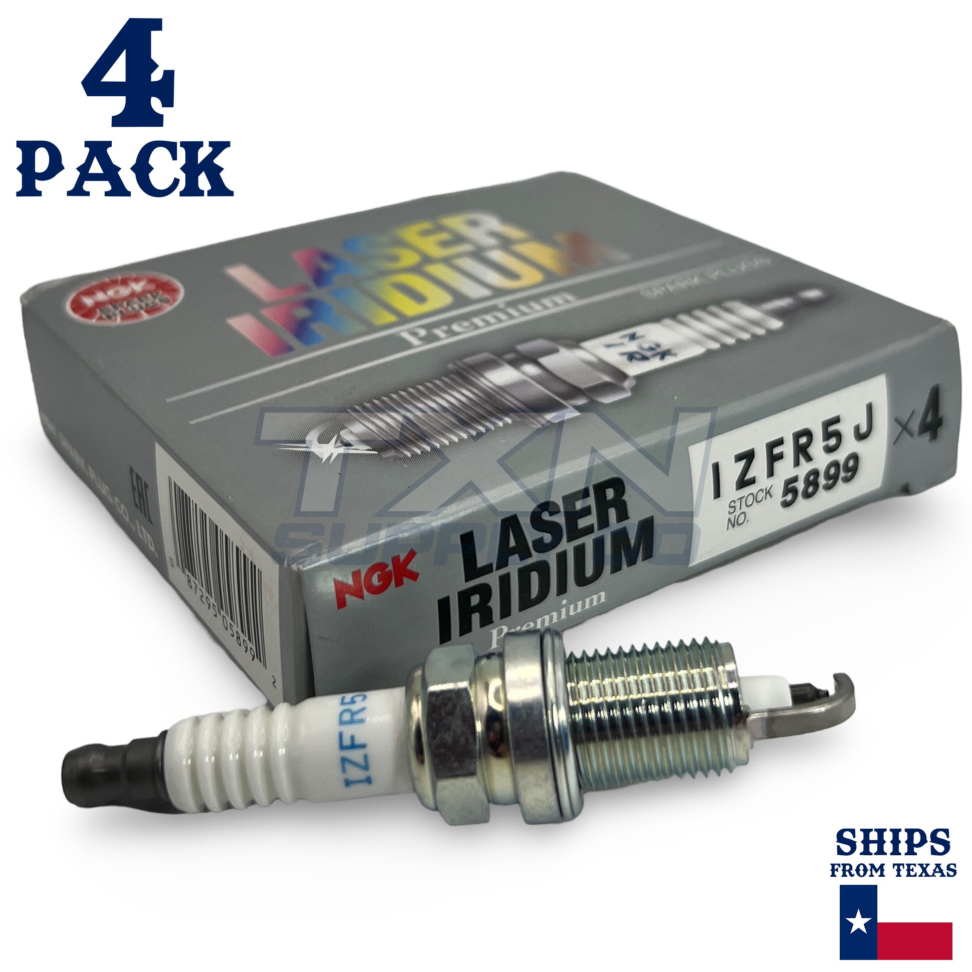 NGK 5899 Laser Iridium Spark Plugs IZFR5J - 4 Pack - Image 1