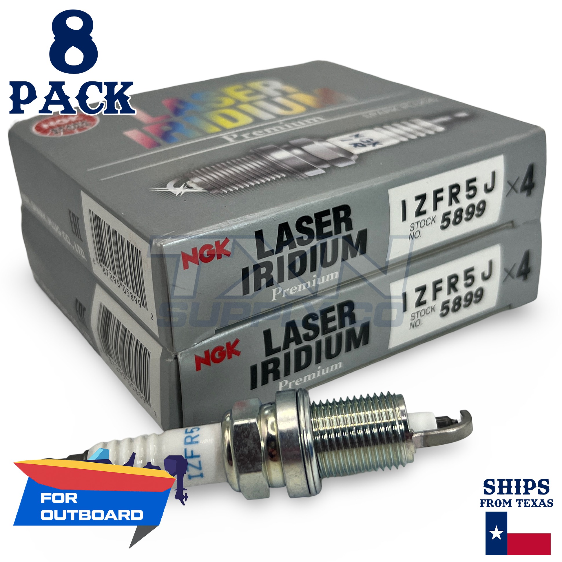 8 NGK 5899 Spark Plugs - For Mercury 115 OPTI MAX 2006- Outboard Motor - Image 1