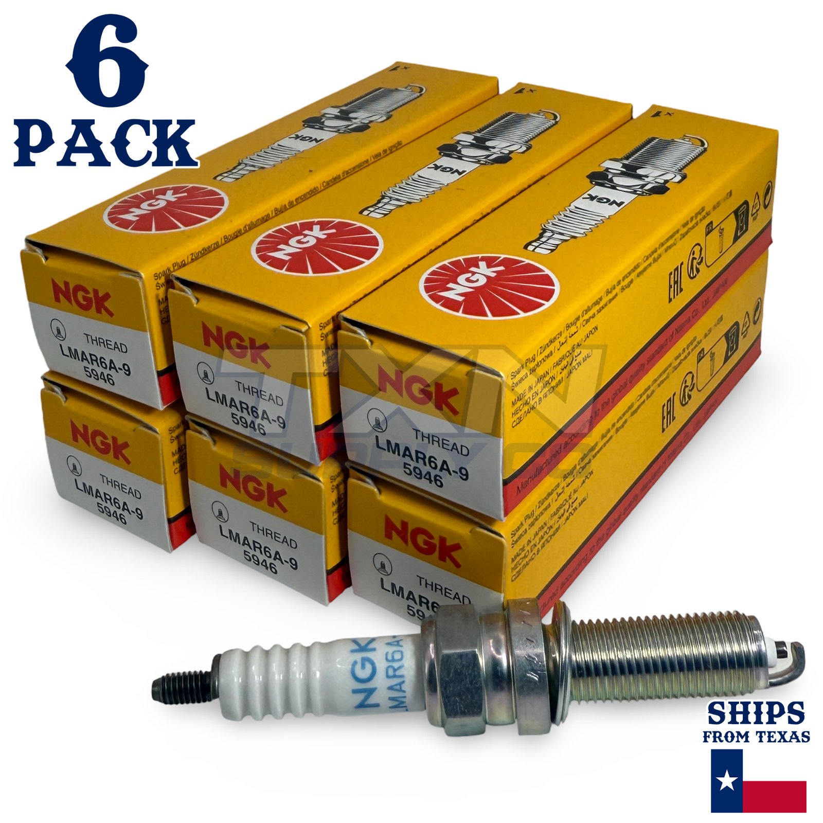 6 Pack NGK 5946 Spark Plug LAMR6A-9